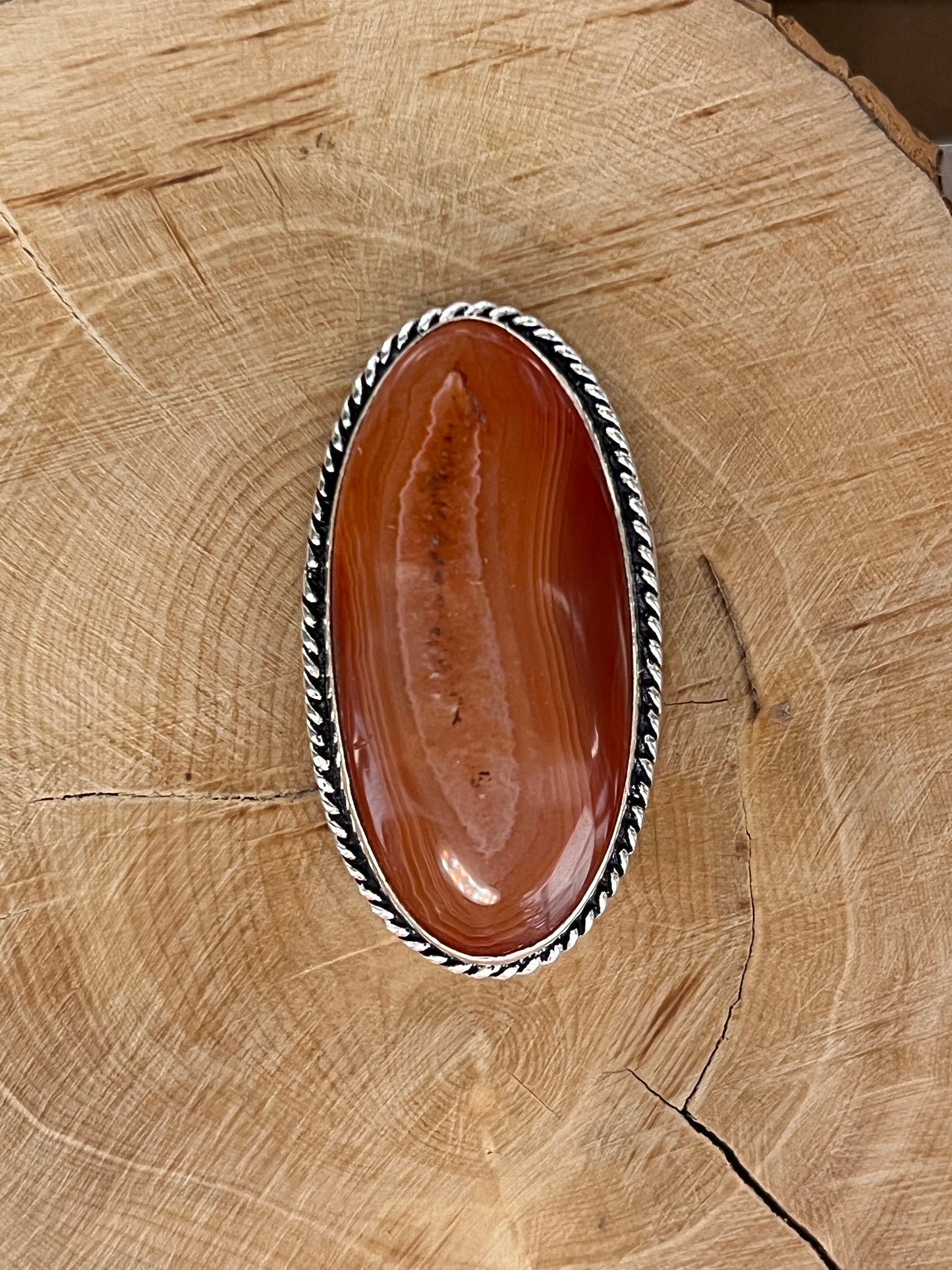 Cornaline sertie argenté n°A2 (3,7cm x 1,8cm)