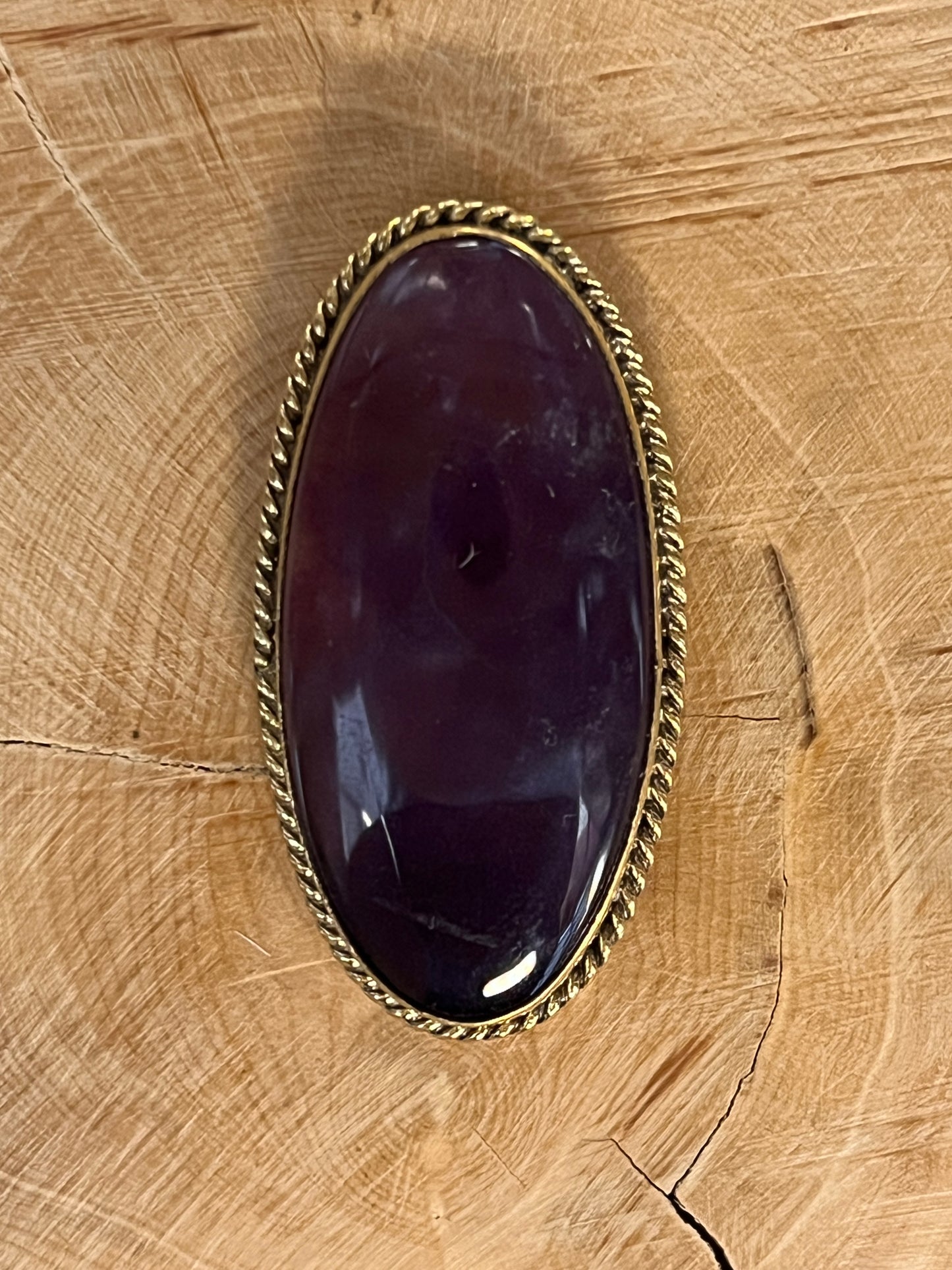 Améthyste sertie doré n°D1 (3,9cm x 1,8cm)
