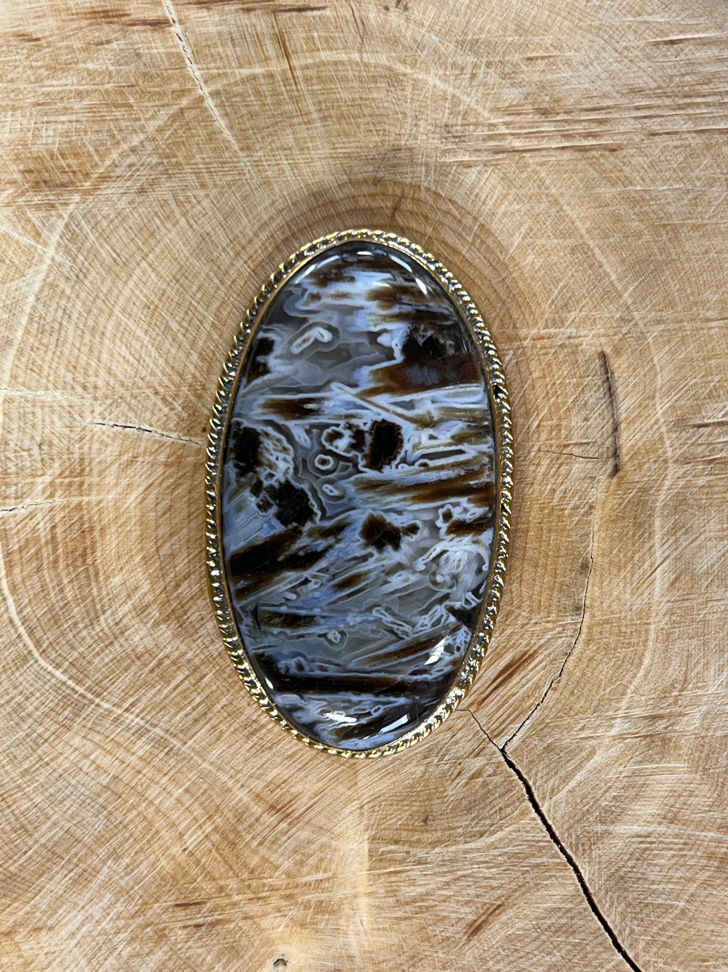 Agate sertie dorée n°D2 (4,2cm x 2,5cm)