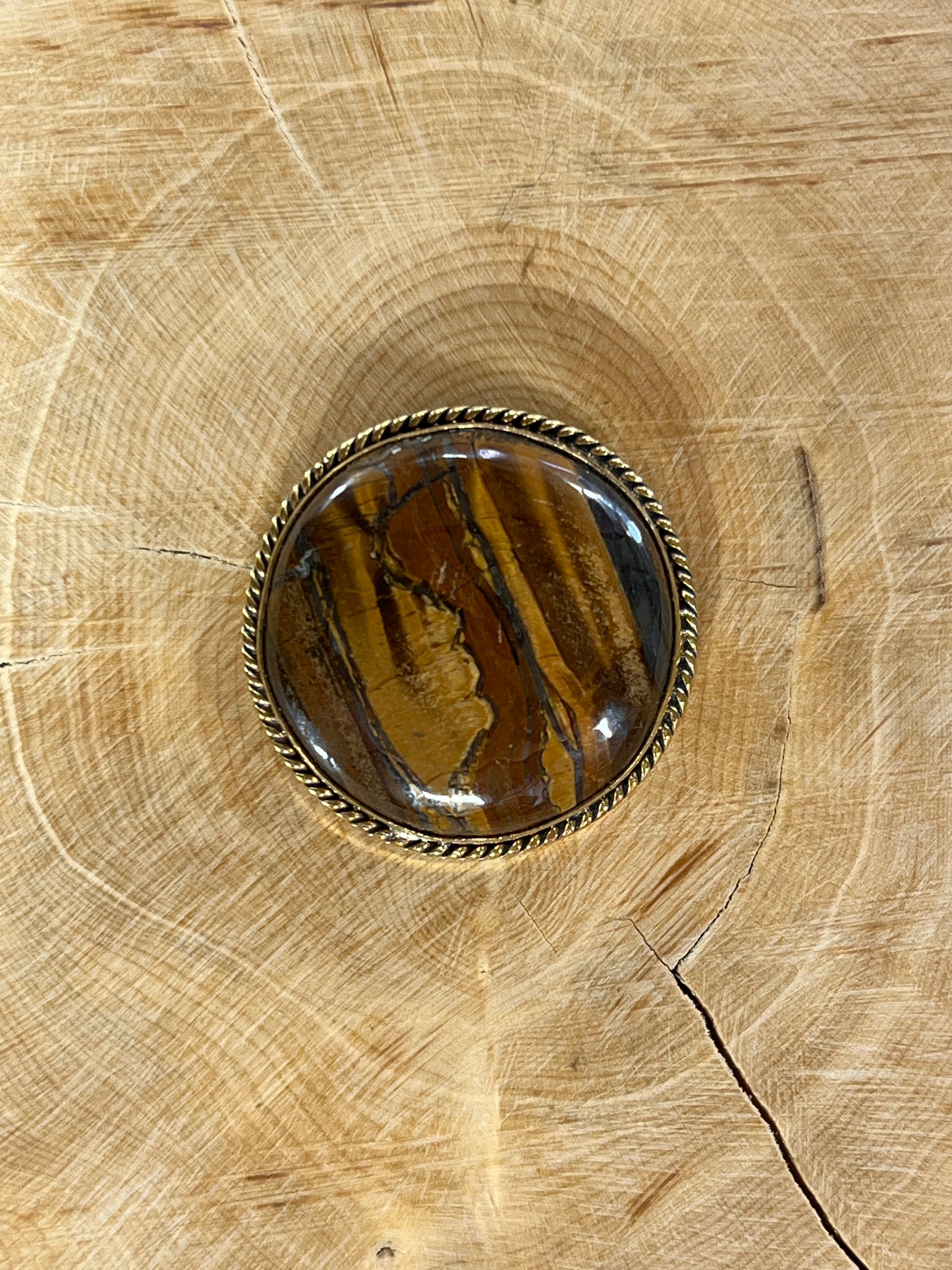 Oeil de Tigre sertie doré n°D4 (2,8cm de diamètre)