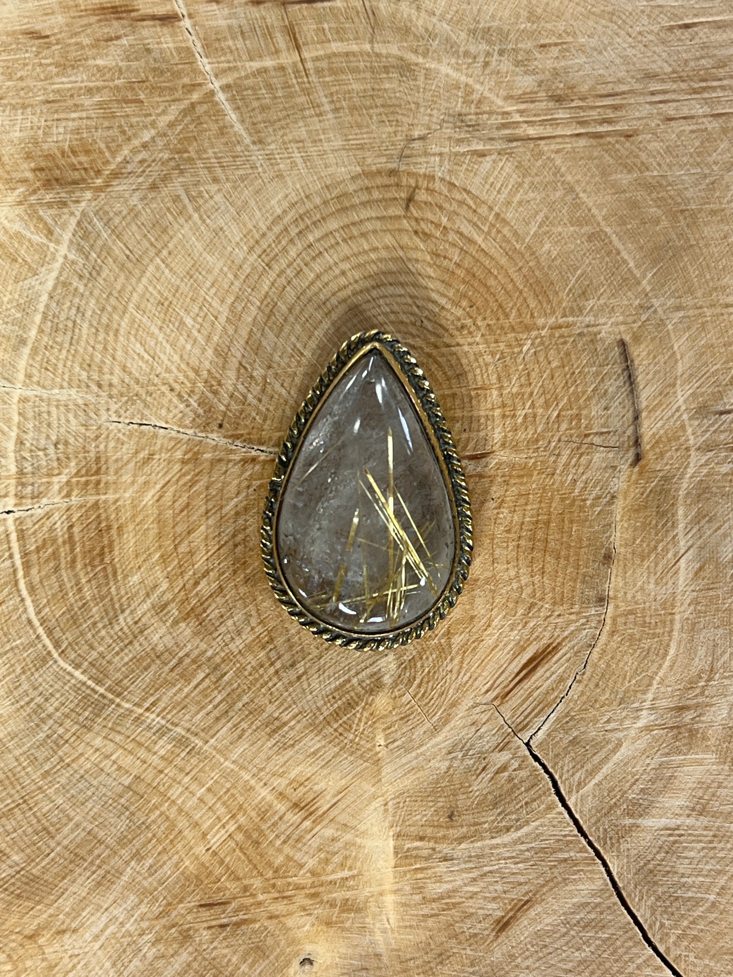 Quartz Rutile sertie doré n°D1 (2,1cm x 1,7cm)