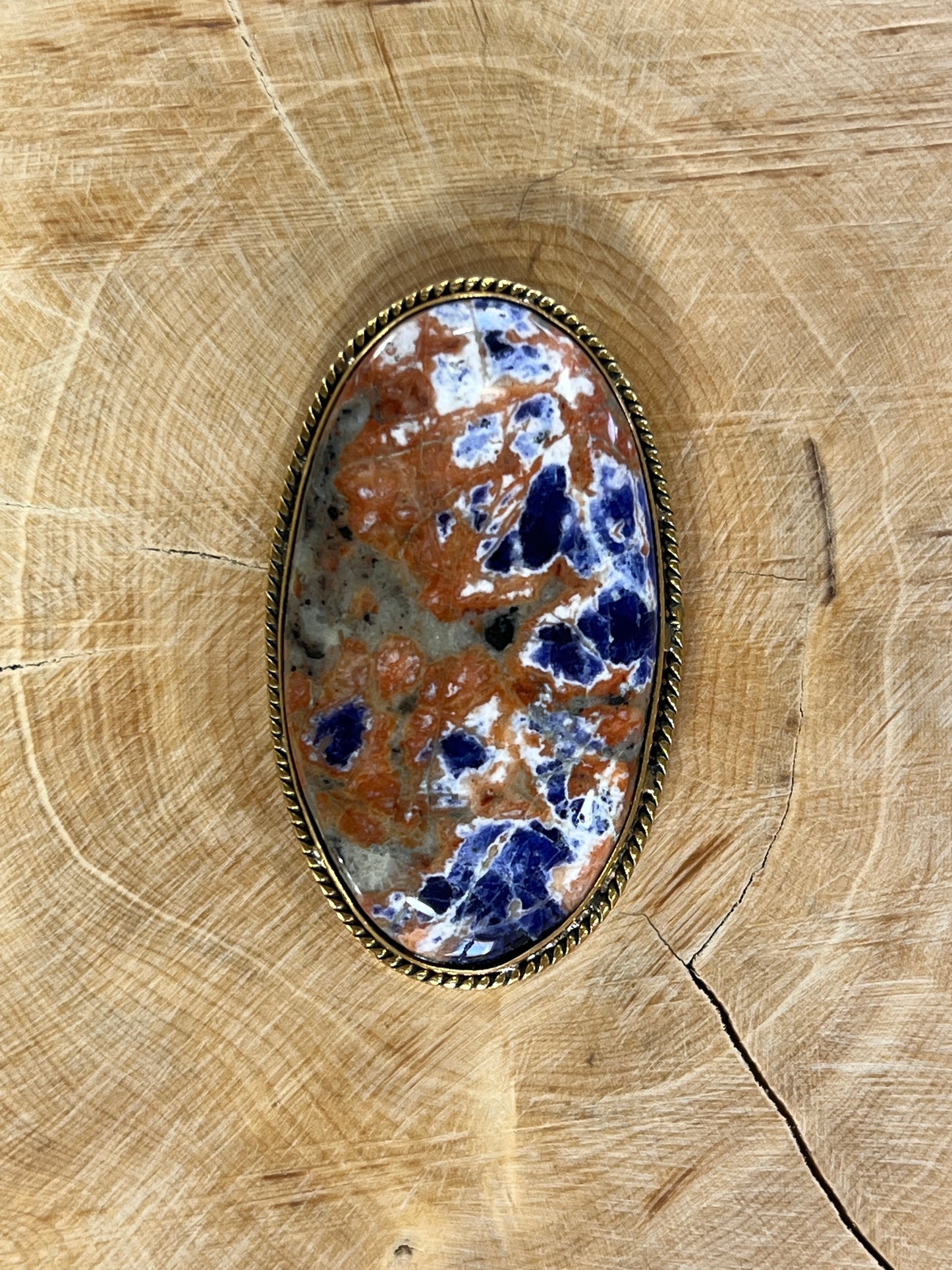 Sodalite sertie doré n°D2 (4,3cm x 2,6cm)