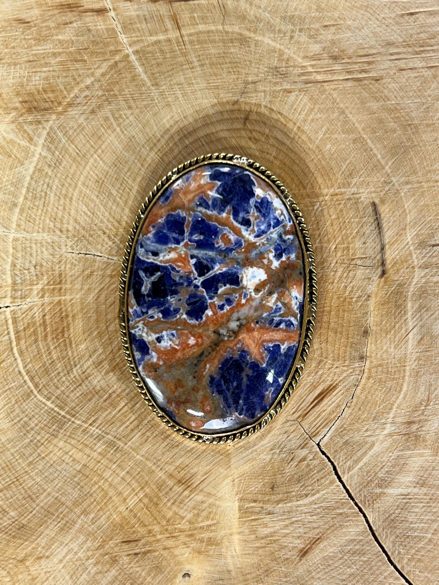 Sodalite sertie doré n°D3 (3,9cm x 2,2cm)