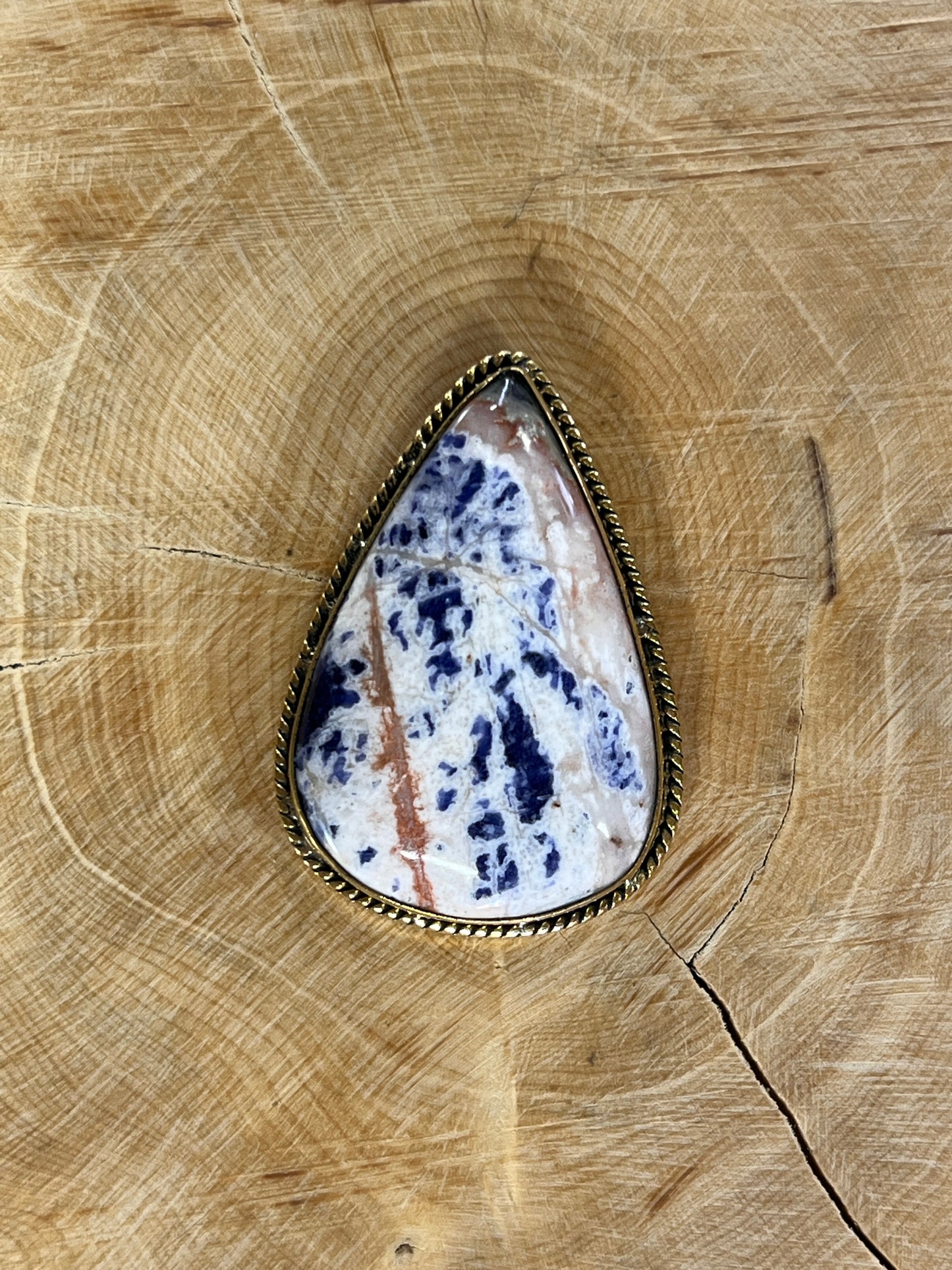 Sodalite sertie doré n°D4 (3,6cm x 2,5cm)