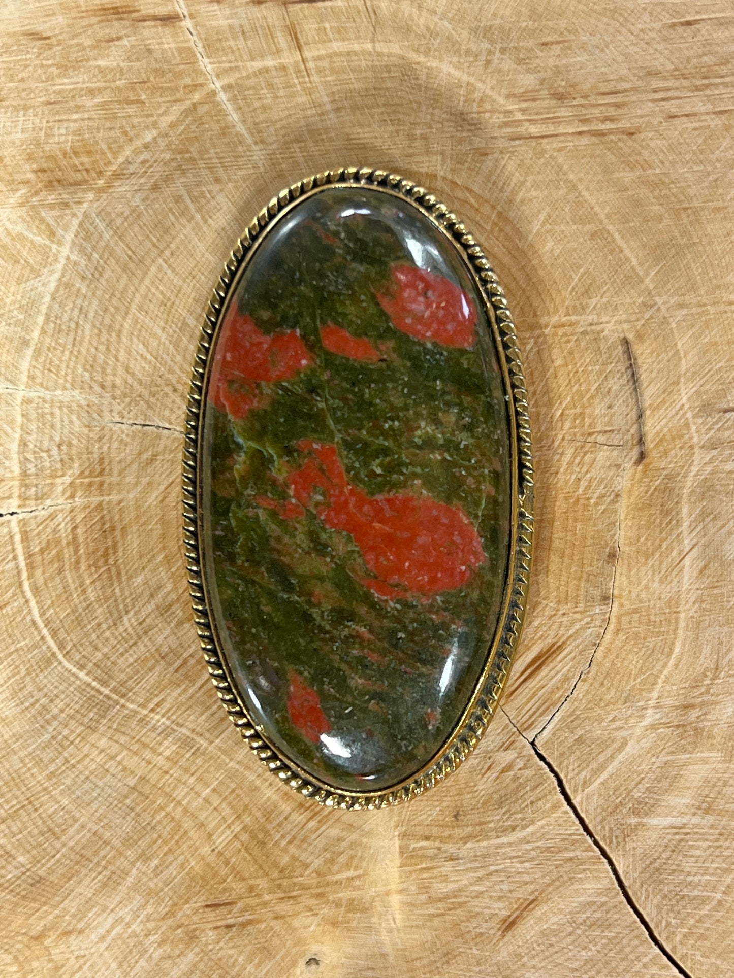 Unakite sertie doré n°D1 (5cm x 2,7cm)