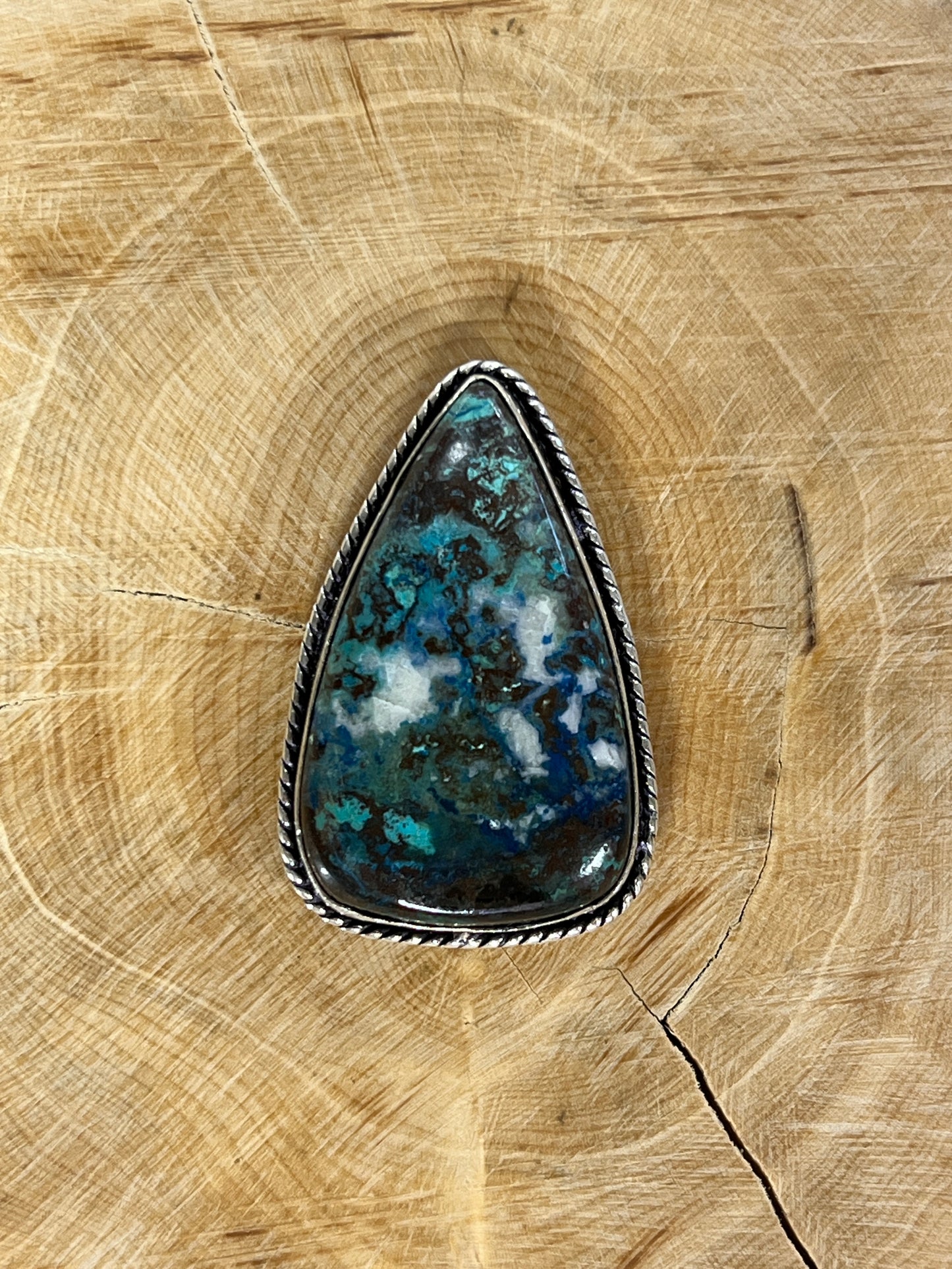 Azurite sertie argenté n°A1 (3,5cm x 2,2cm)