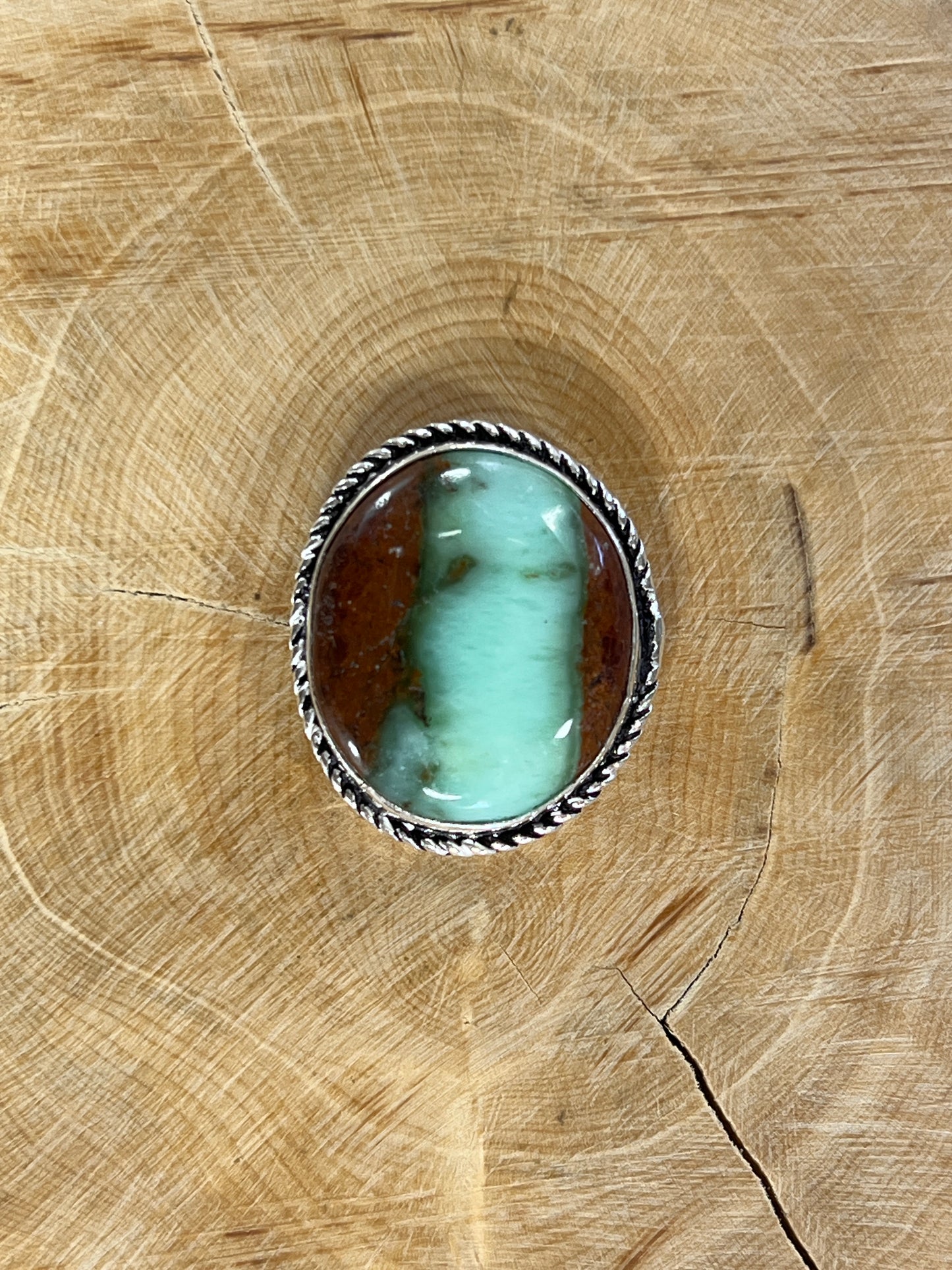Chrysoprase sertie argenté n°A1 (2,7cm x 2,5cm)
