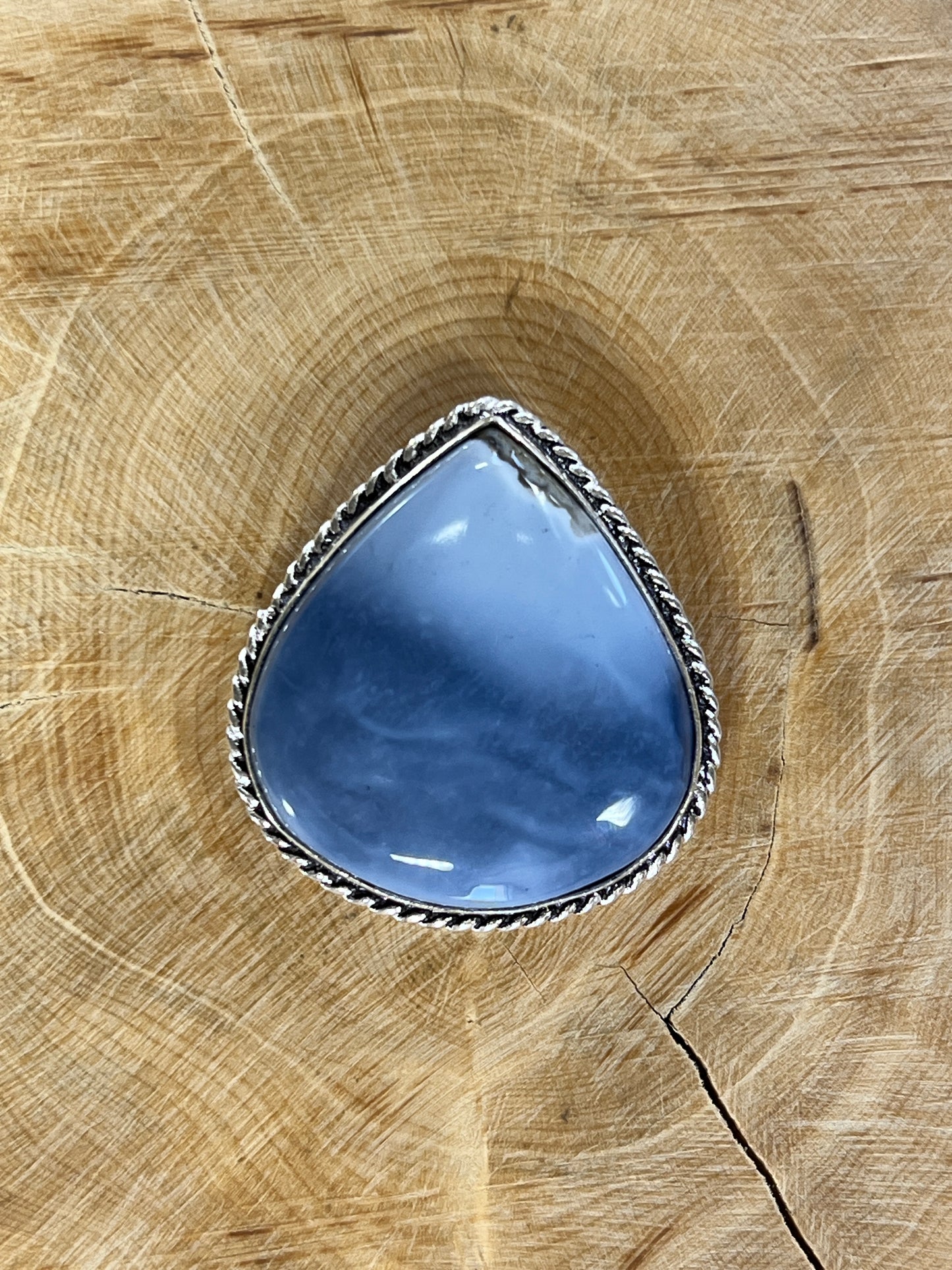 Opale Bleue sertie argenté n°A3 (3,3cm x 2,7cm)