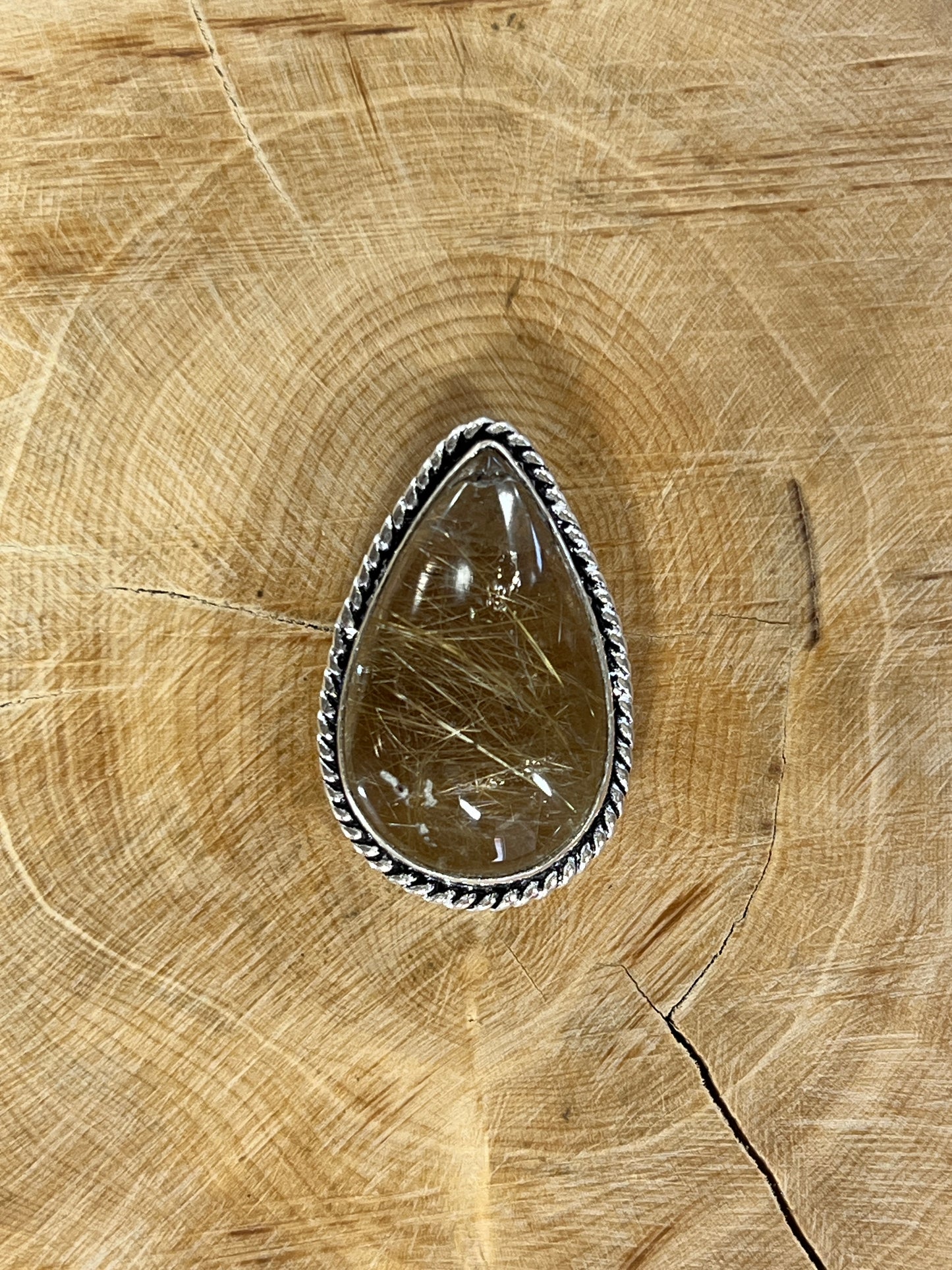 Quartz Rutile sertie argenté n°A3 (2,9cm x 1,8cm)