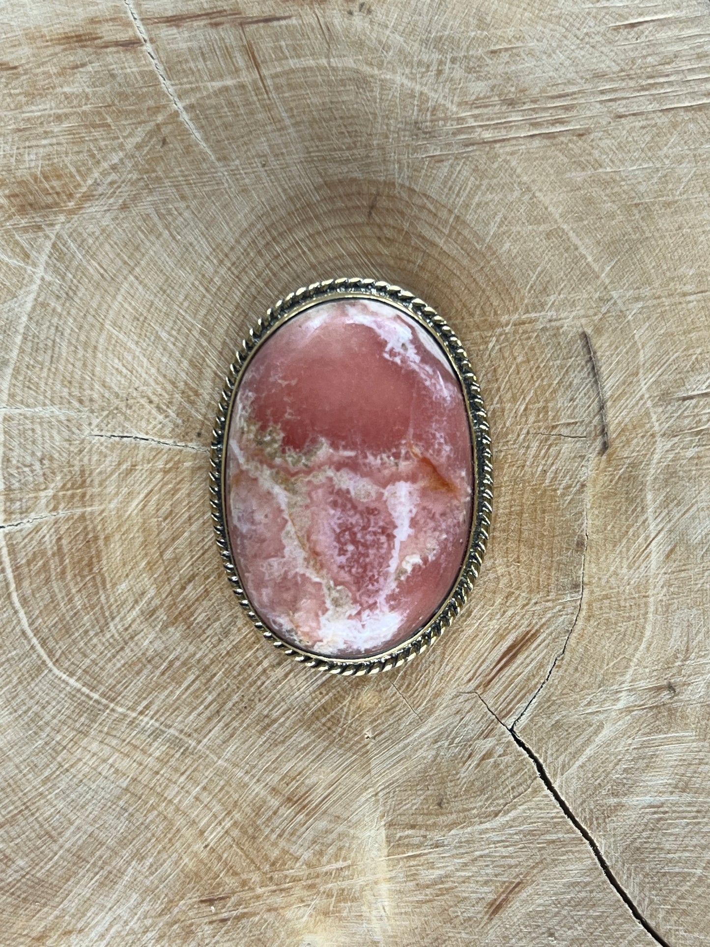 Rhodochrosite sertie doré n°D4 (3,1cm x 2,3cm)