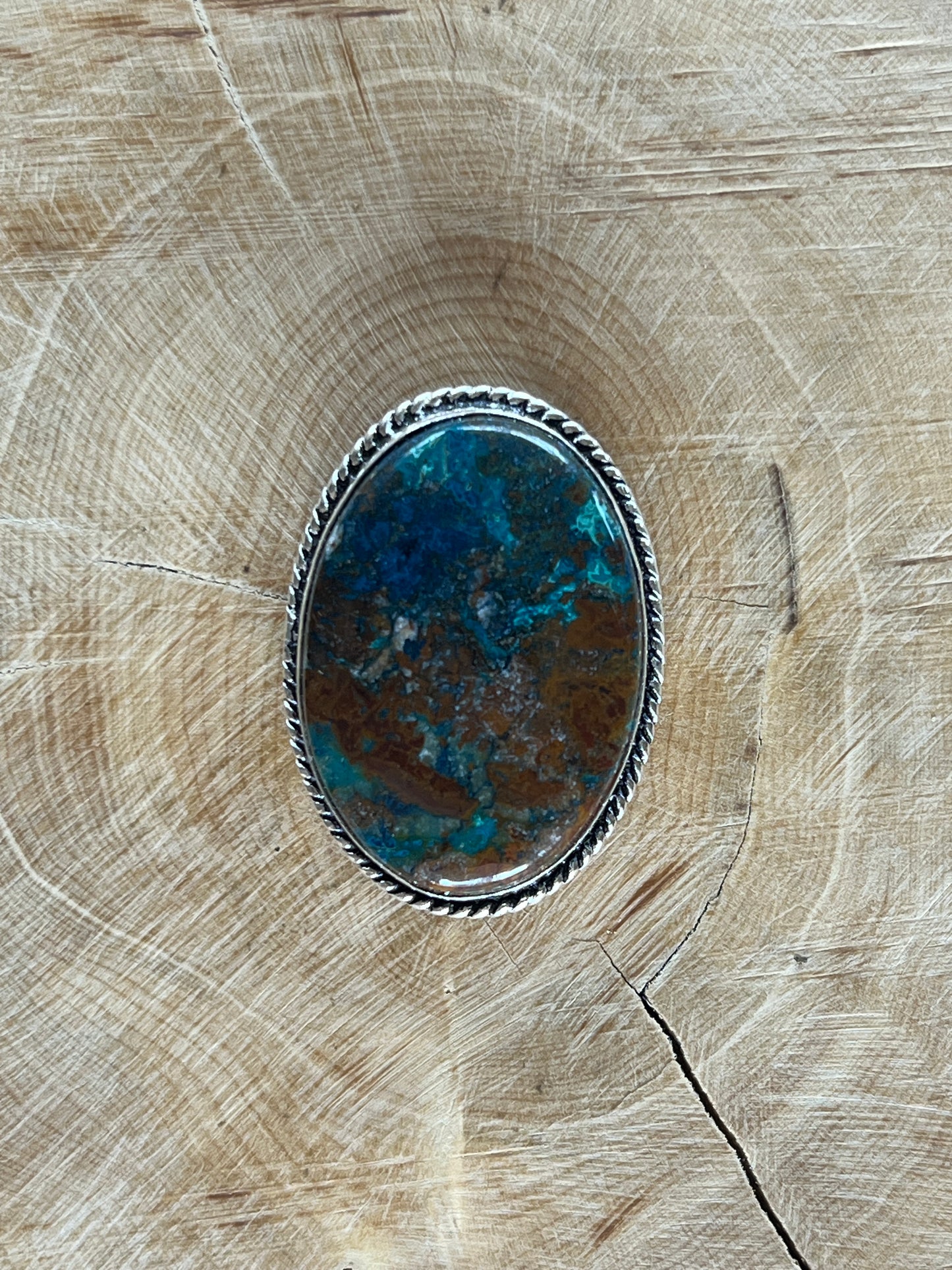 Azurite sertie argenté n°A2 (3,1cm x 2,2cm)