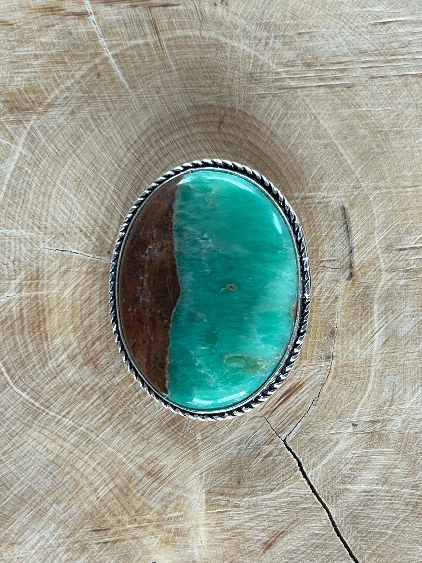 Chrysoprase sertie argenté n°A1 (3,5cm x 2,7cm)