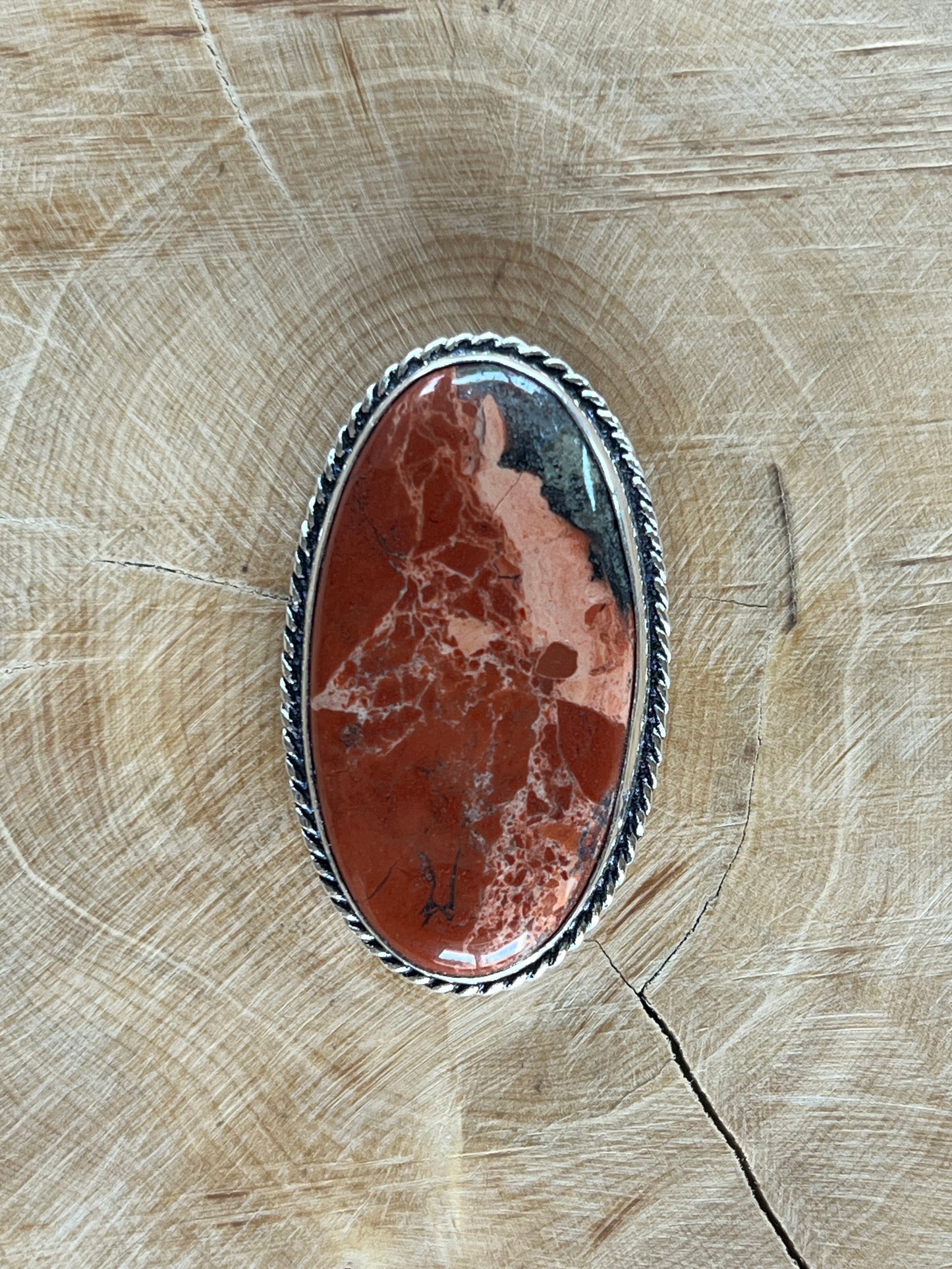 Jaspe sertie argenté n°A3 (3,9cm x 2,3cm)