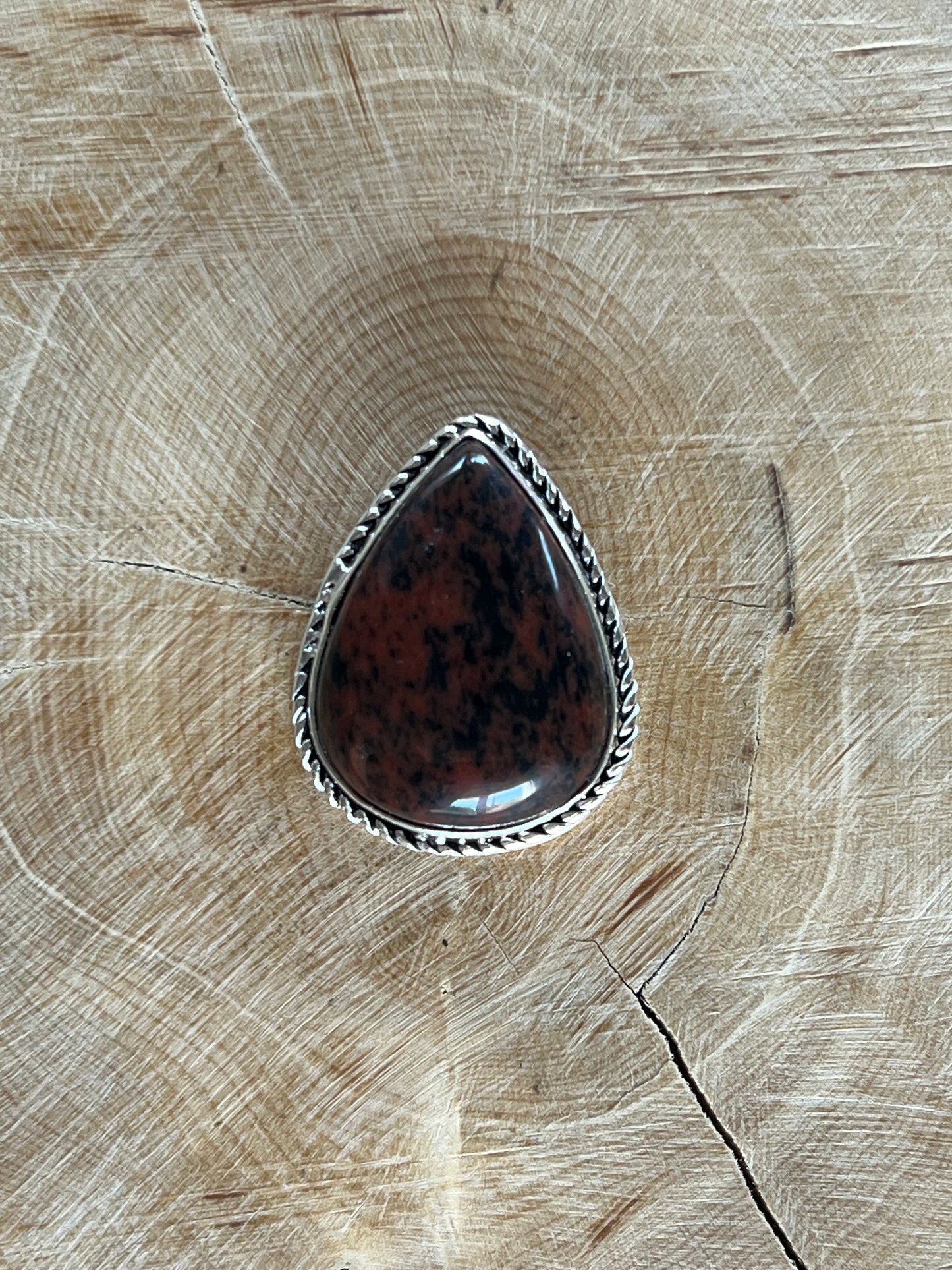Obsidienne Mahogany sertie argenté n°A1 (2,7cm x 2cm)