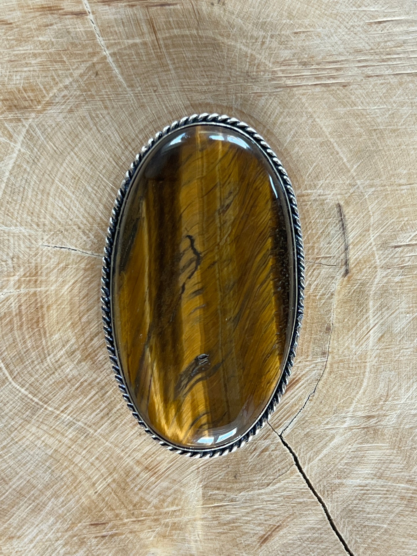 Oeil de Tigre sertie argenté n°A1 (4,6cm x 2,7cm)