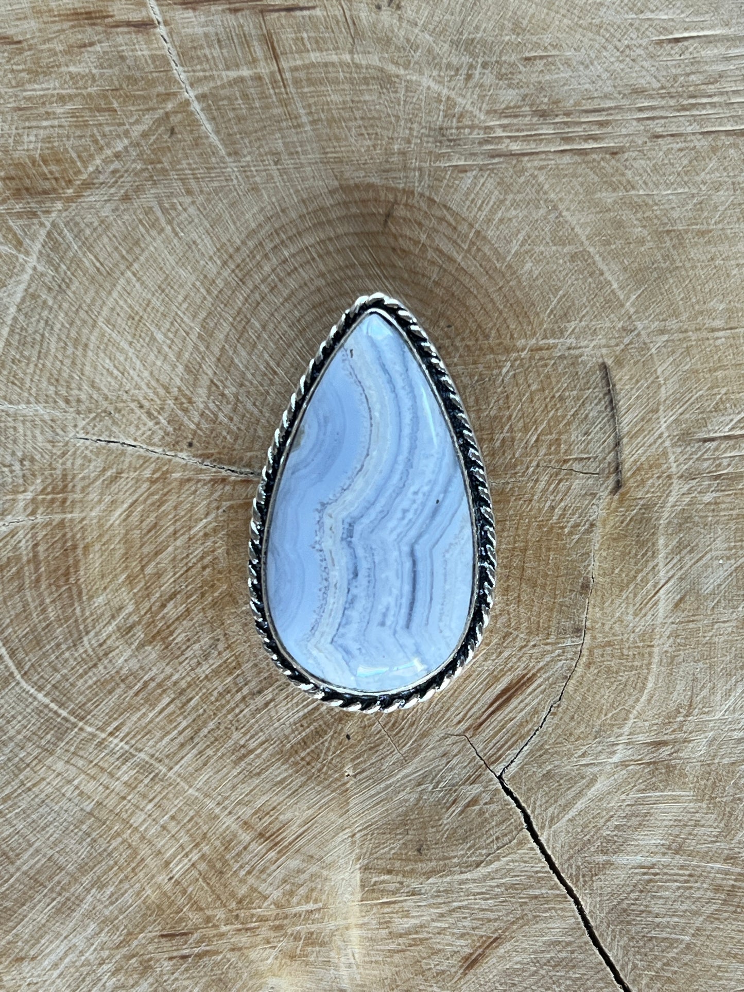 Opale Bleue sertie argenté n°A3 (3,2cm x 1,9cm)
