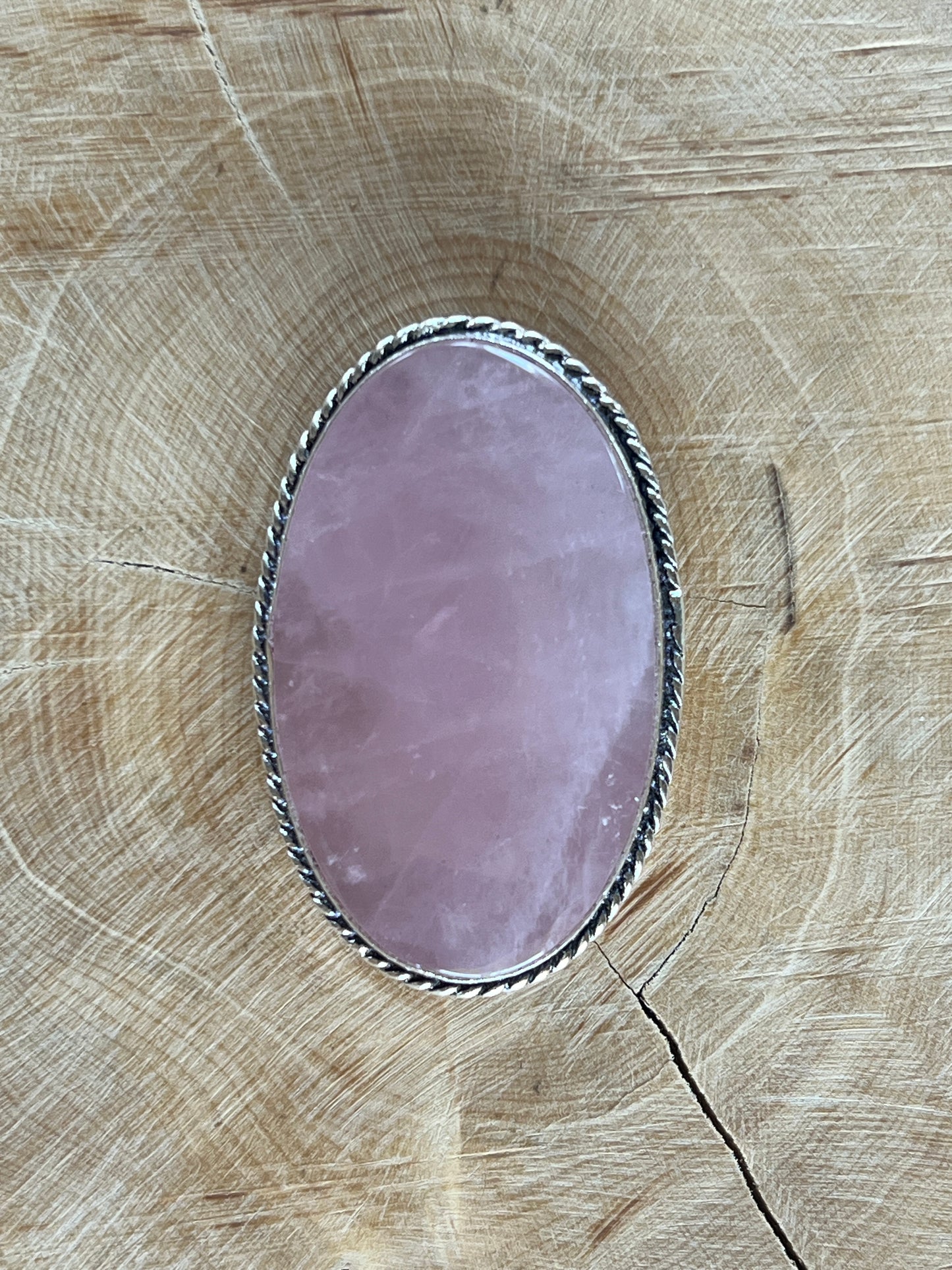 Quartz Rose sertie argenté n°A2 (4cm x 2,6cm)