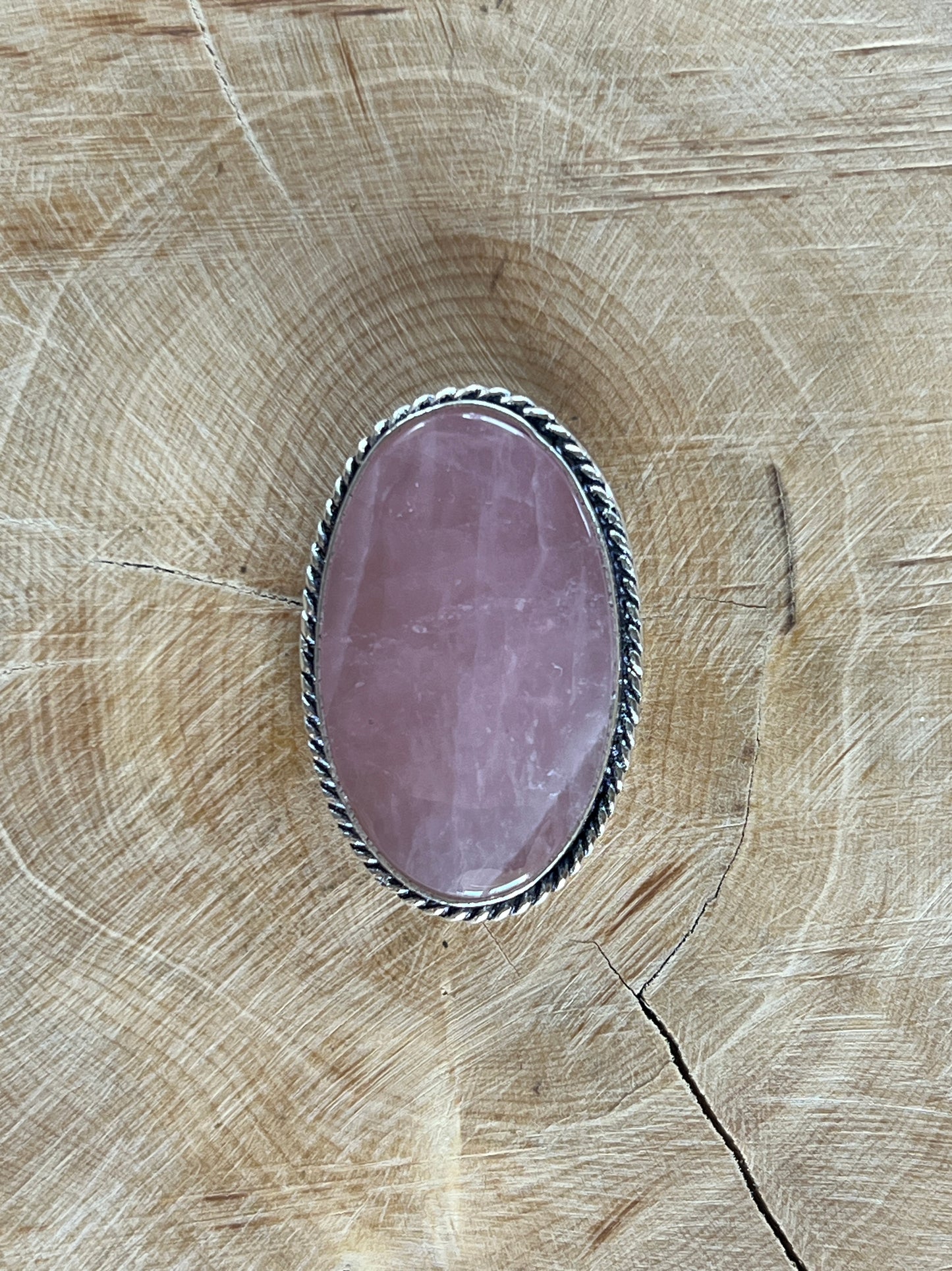Quartz Rose sertie argenté n°A3 (3,1cm x 2cm)