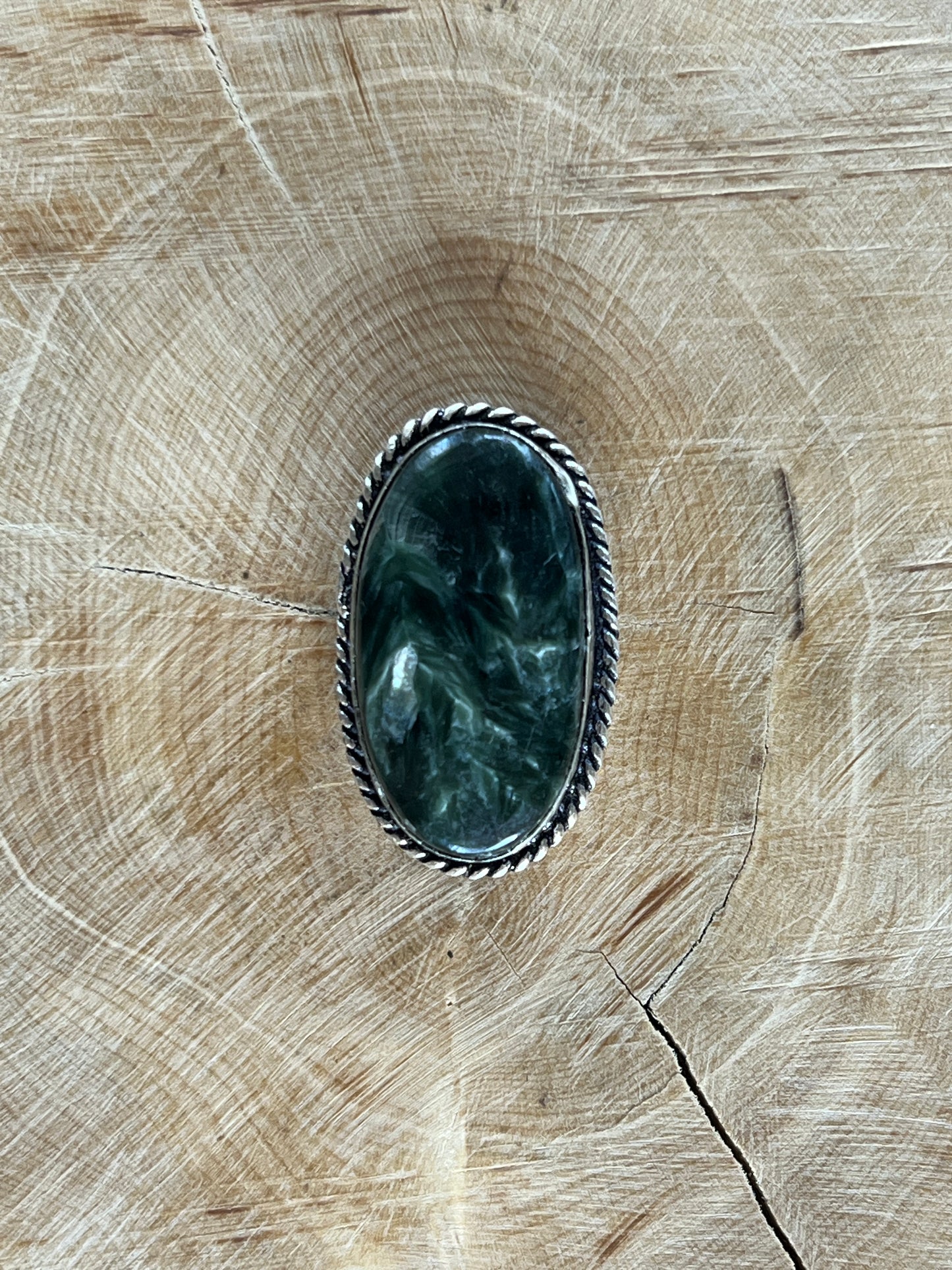 Séraphinite sertie argenté n°A5 (2,7cm x 1,6cm)