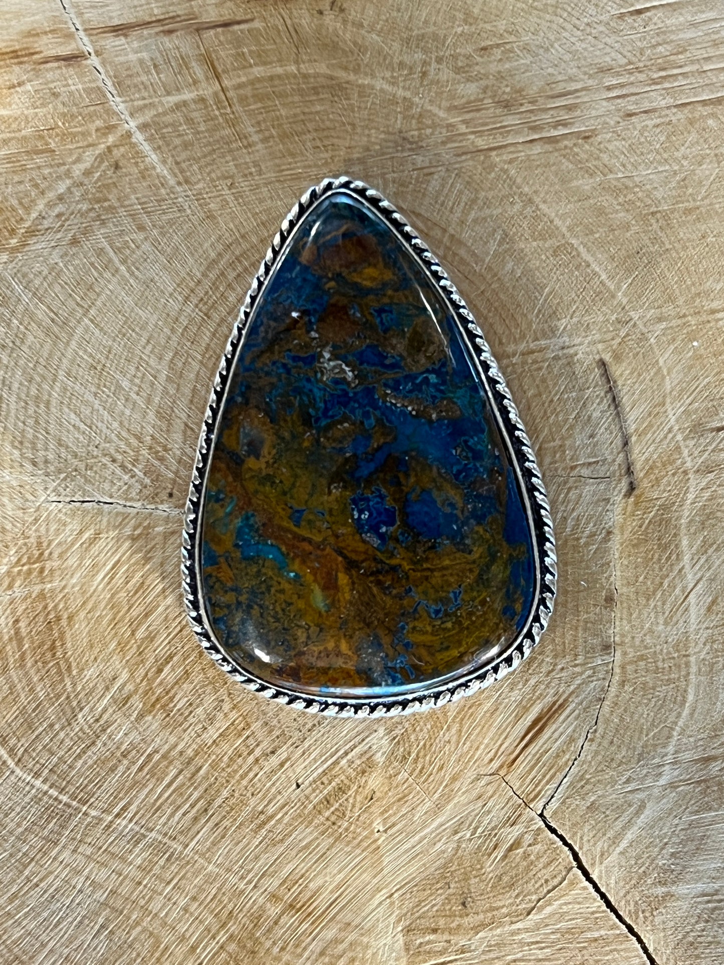 Azurite sertie argenté n°A4 (3,9cm x 2,4cm)