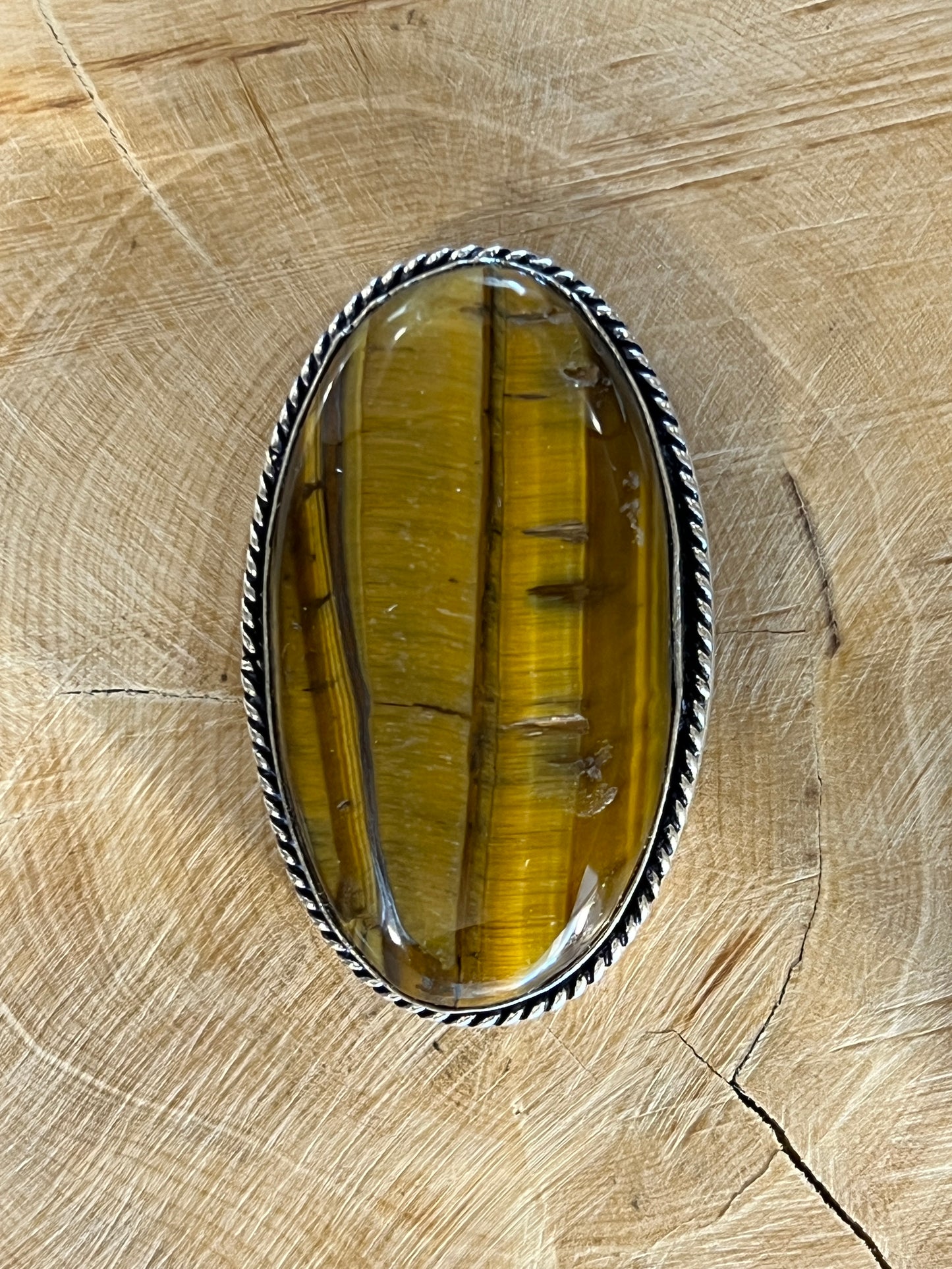 Oeil de Tigre sertie argenté n°A9 (4,1cm x 2,6cm)