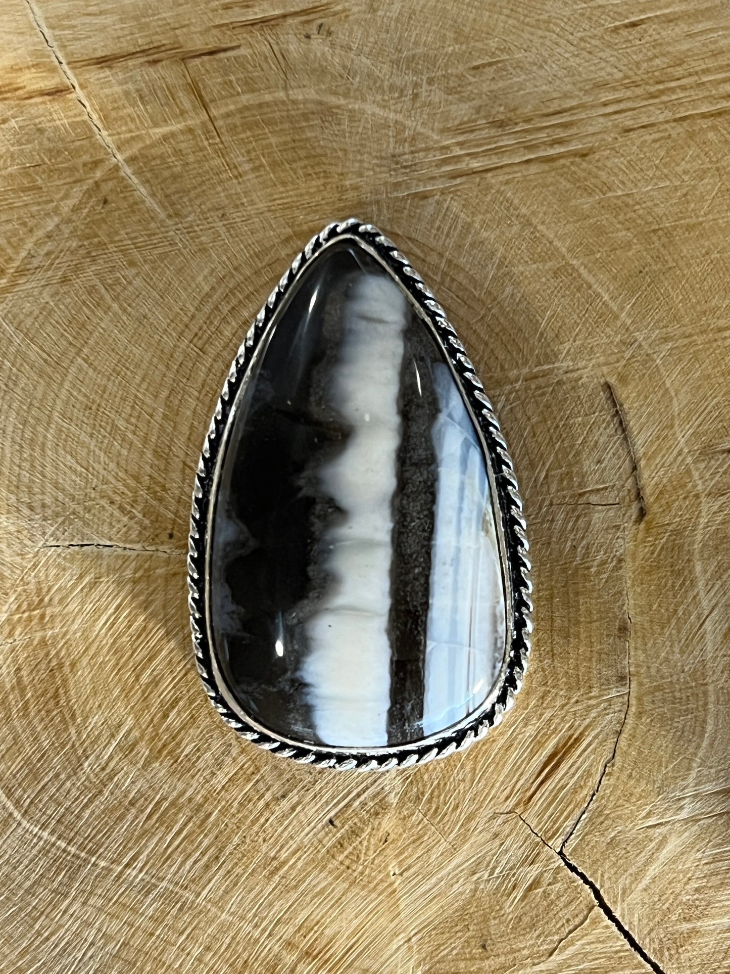Opale Bleue sertie argenté n°A5 (3,7cm x 2,3cm)