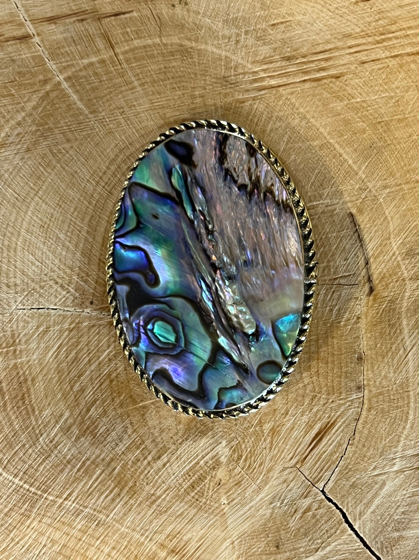Abalone Shell sertie doré n°D2 (3,5cm x 2,5cm)