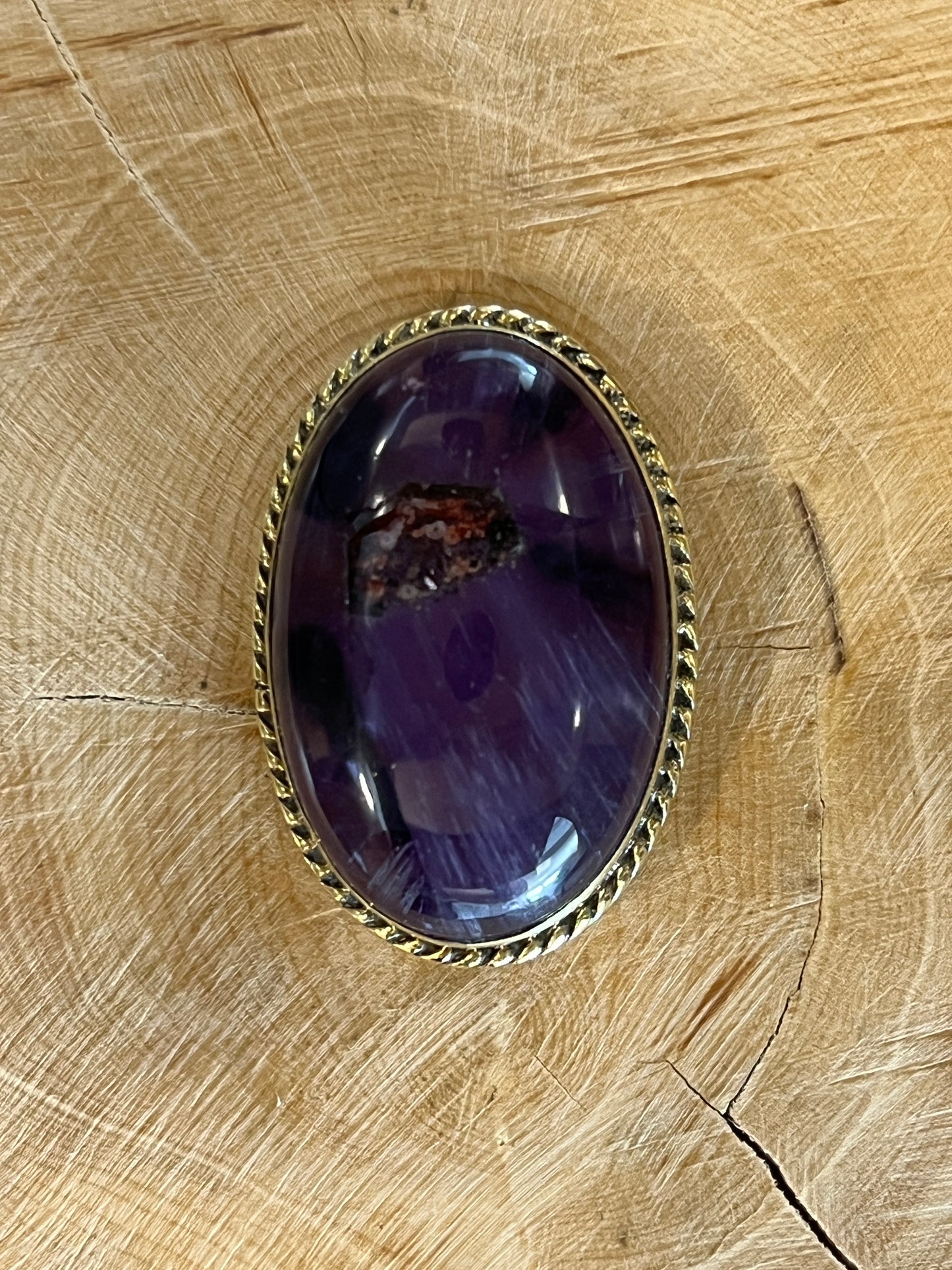Améthyste sertie doré n°D1 (3,4cm x 2,3cm)