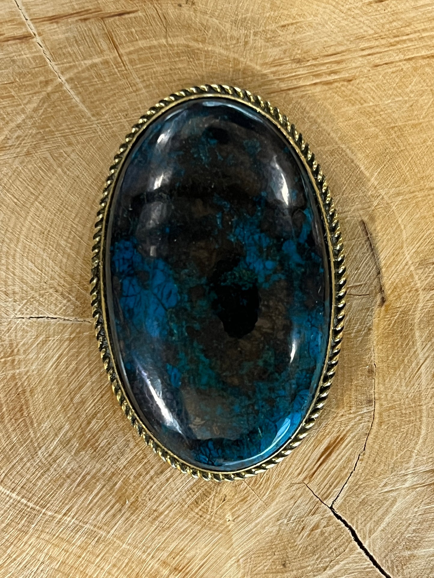 Azurite sertie doré n°D1 (4,5cm x 2,8cm)