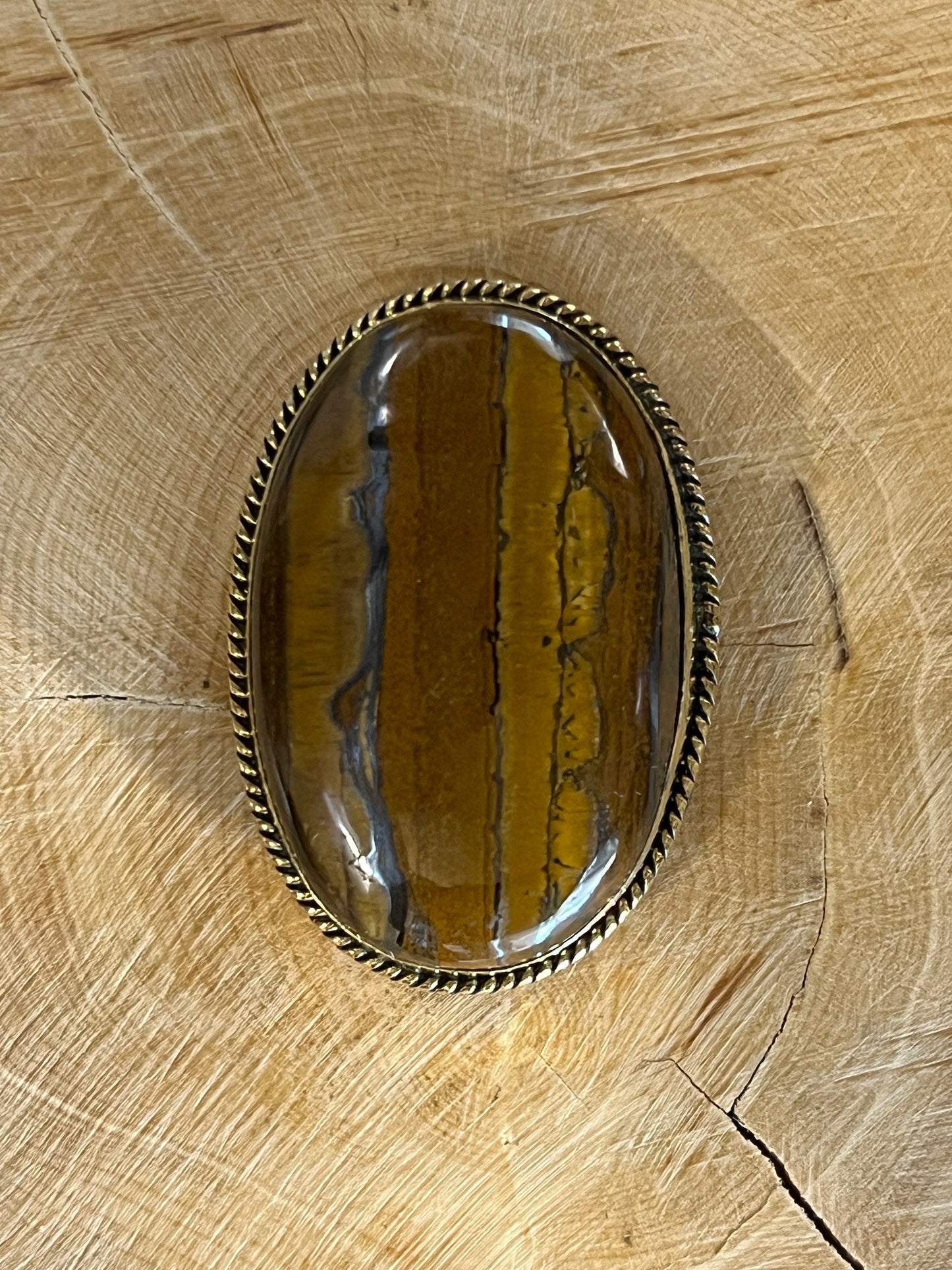 Oeil de Tigre sertie doré n°D3 (3,6cm x 2,5cm)