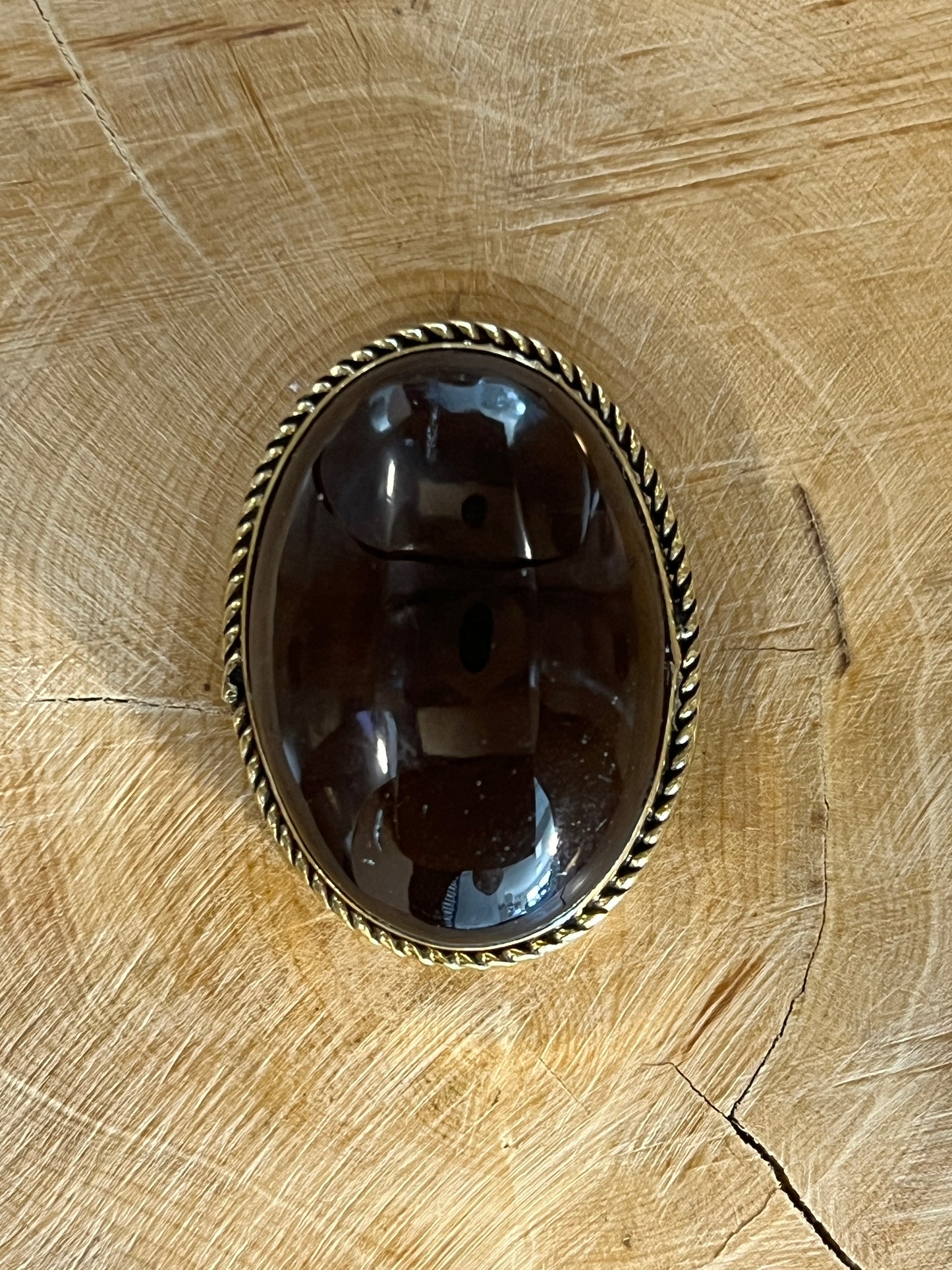Quartz Fumé sertie doré n°D5 (3,'cm x 2,5cm)