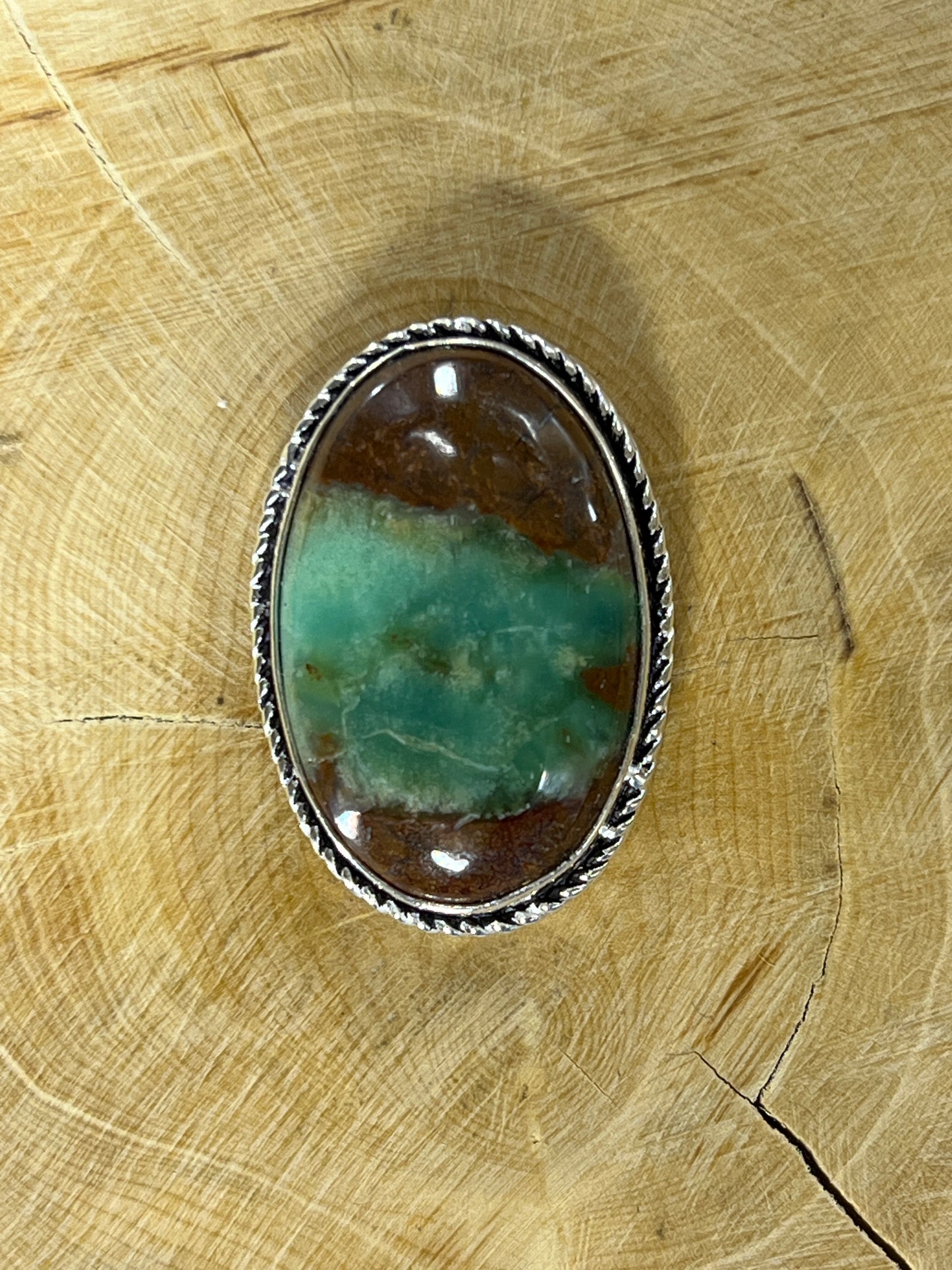Chrysoprase sertie argenté n°A1 (3,2cm x 2,2cm)