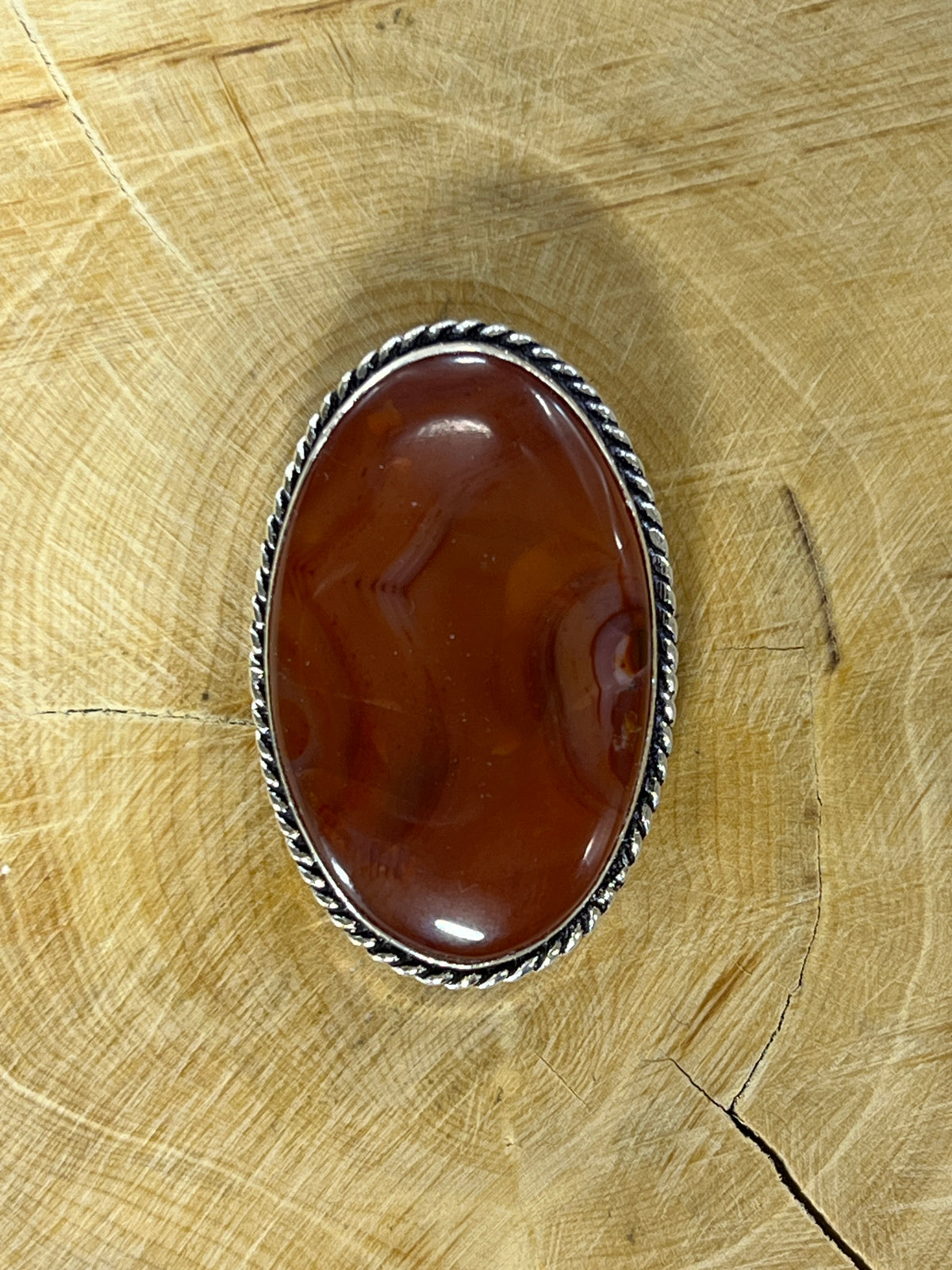Cornaline sertie argenté n°A3 (3,4cm x 2,2cm)