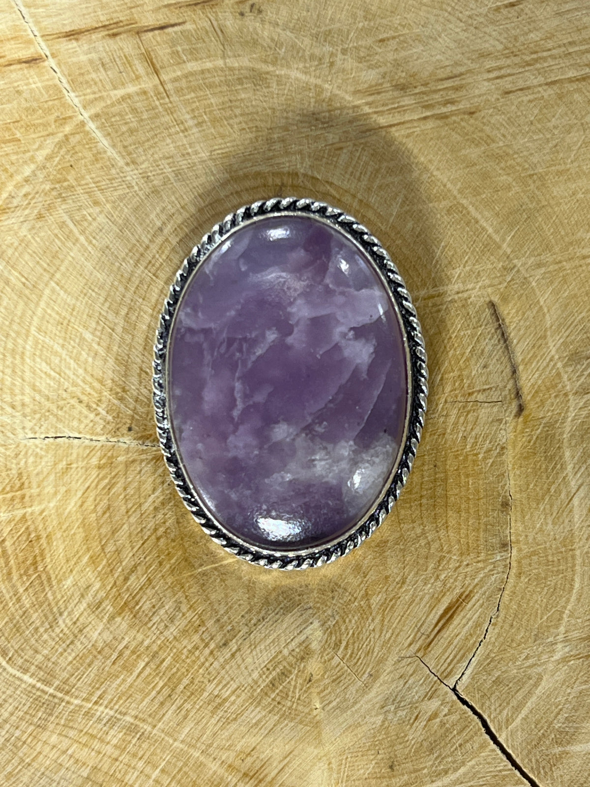 Lépidolite sertie argenté n°A5 (3cm x2,1cm)