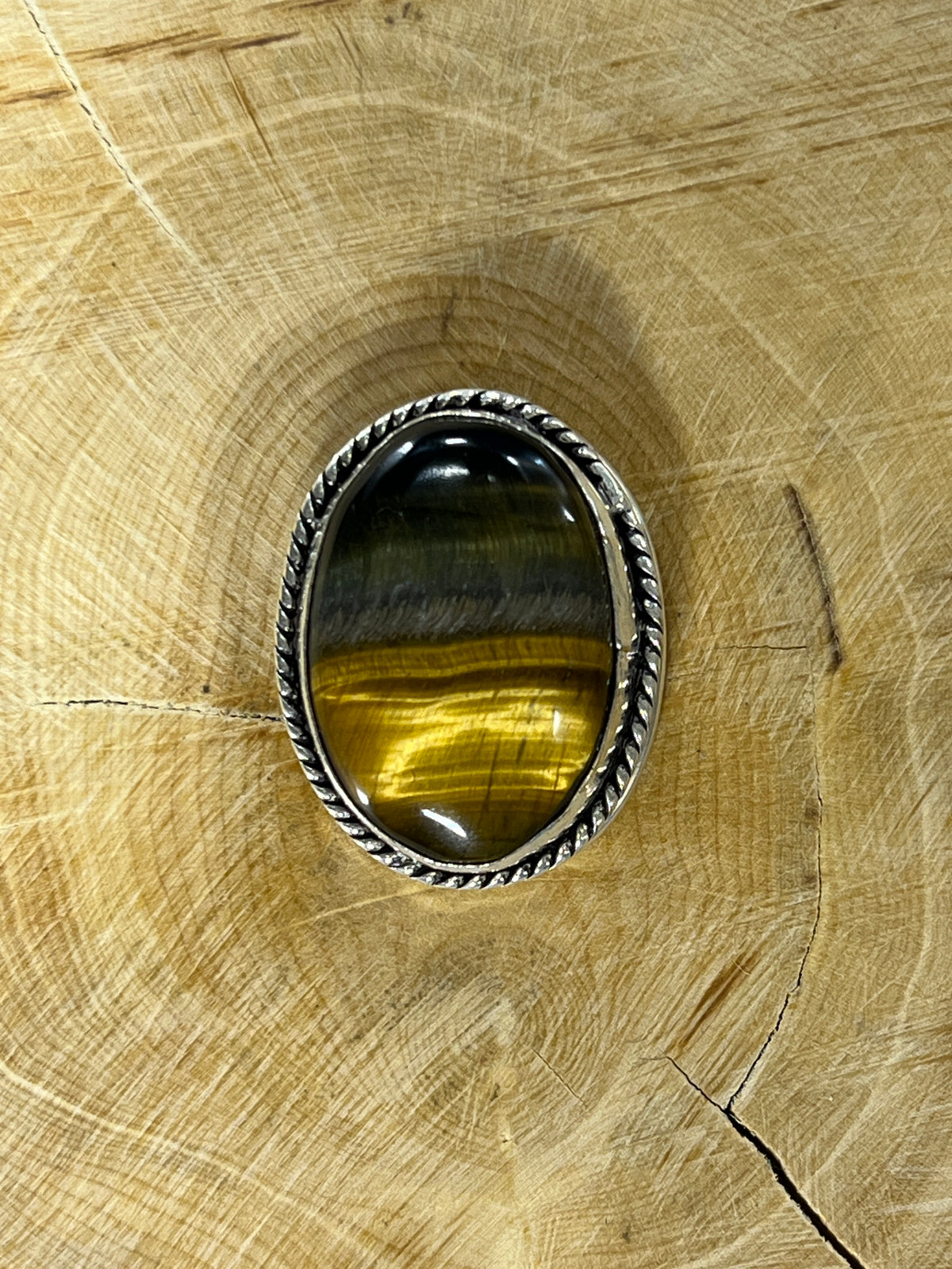 Oeil de Tigre sertie argenté n°A2 (2,5cm x 2cm)