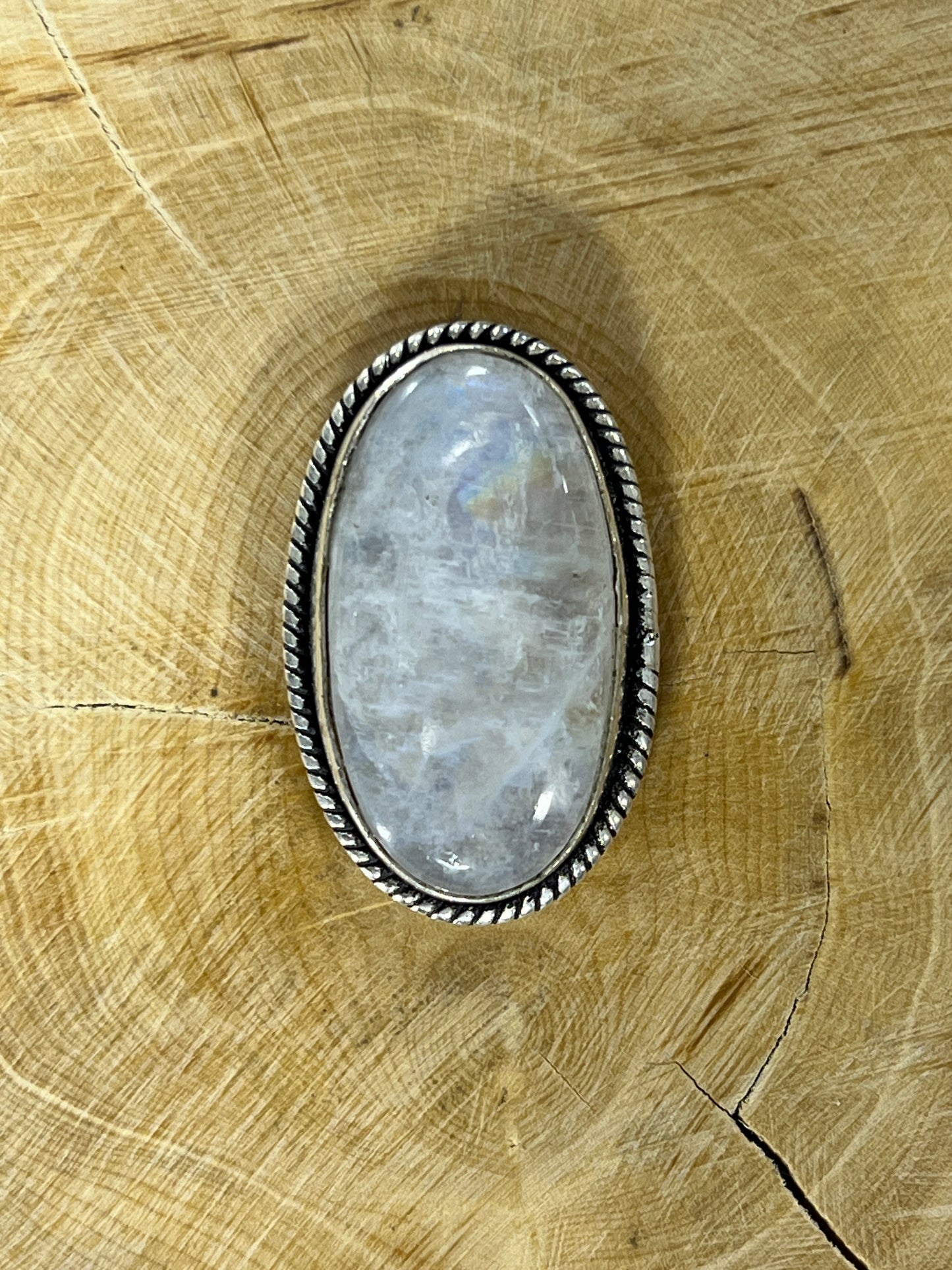 Pierre de lune sertie argenté n°A3 (3,1cm x 1,9cm)