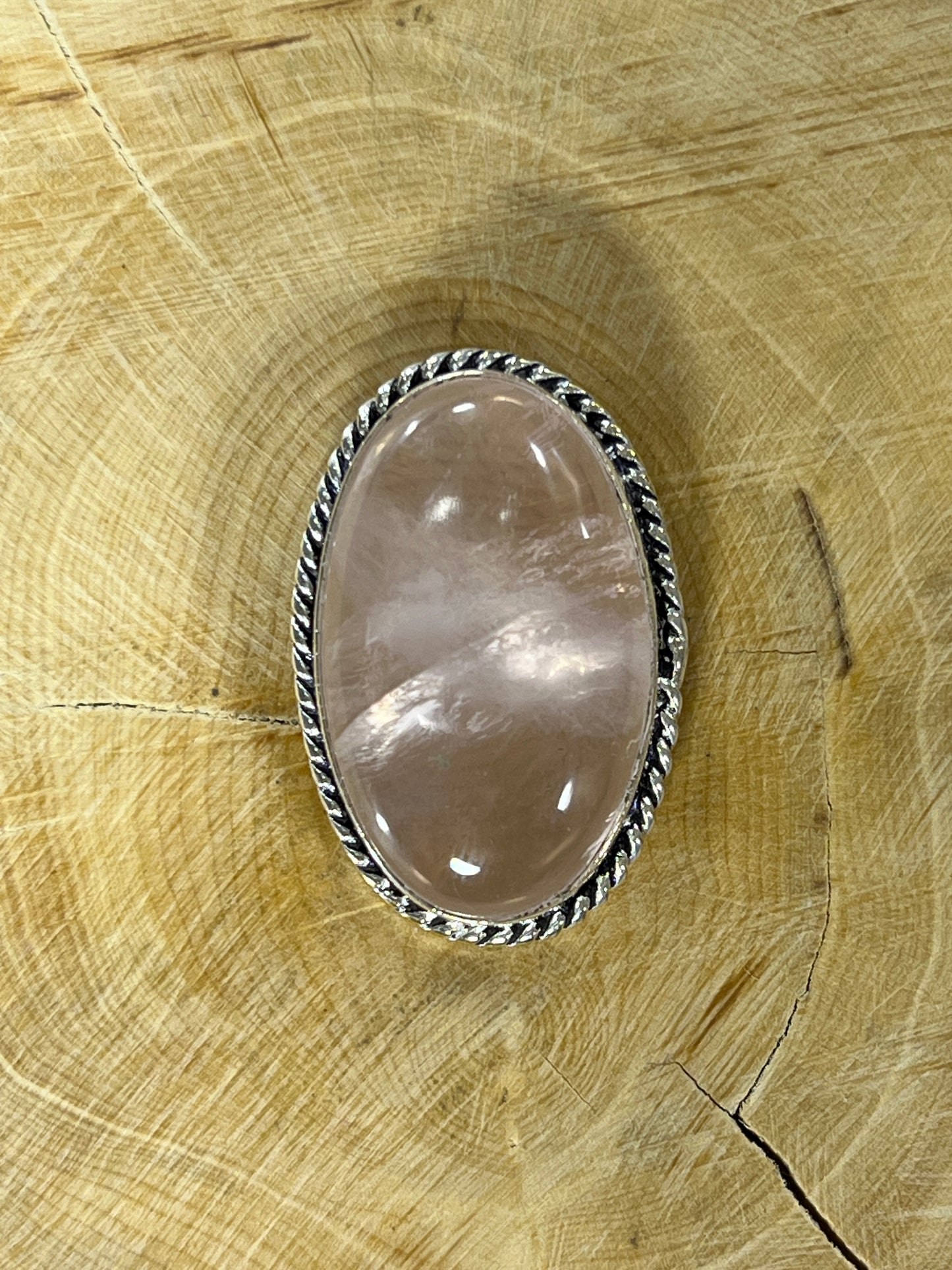 Quartz Rose sertie argenté n°A3 (3cm x 1,9cm)