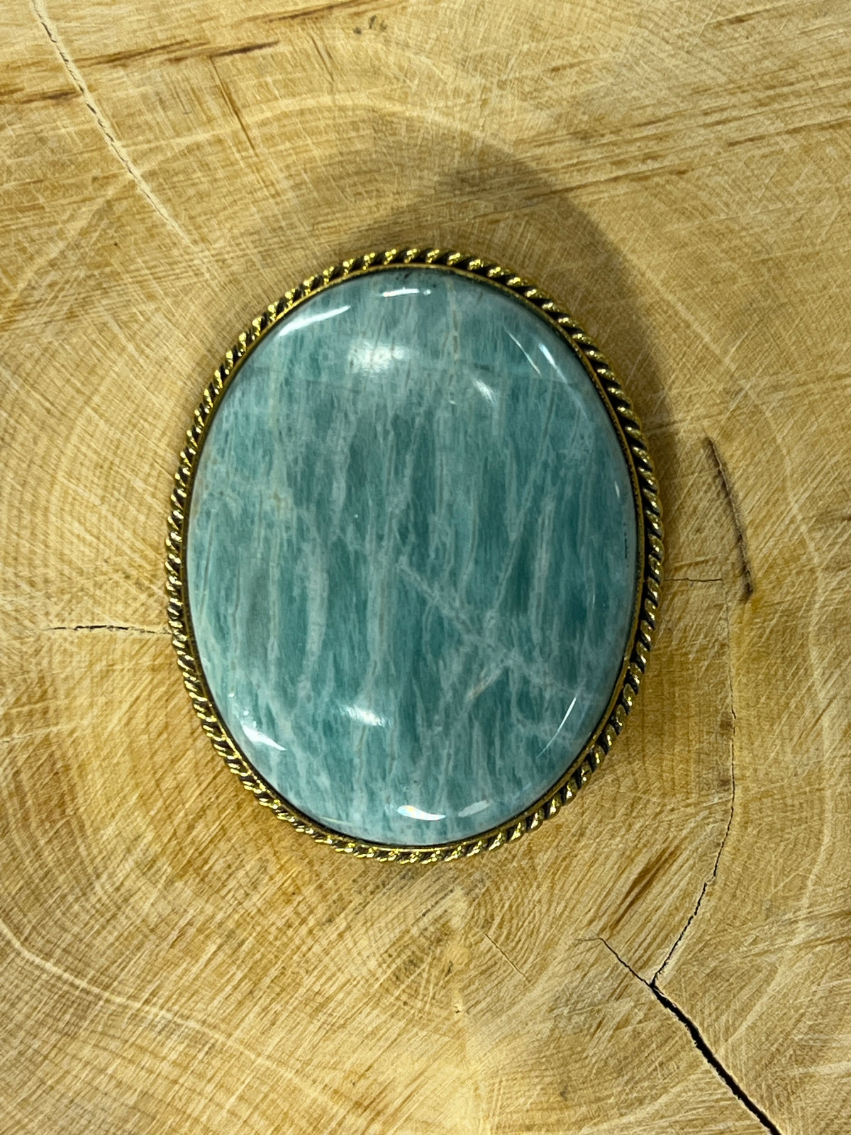 Amazonite sertie dorée n°D3 (3,7cm x 2,9cm)