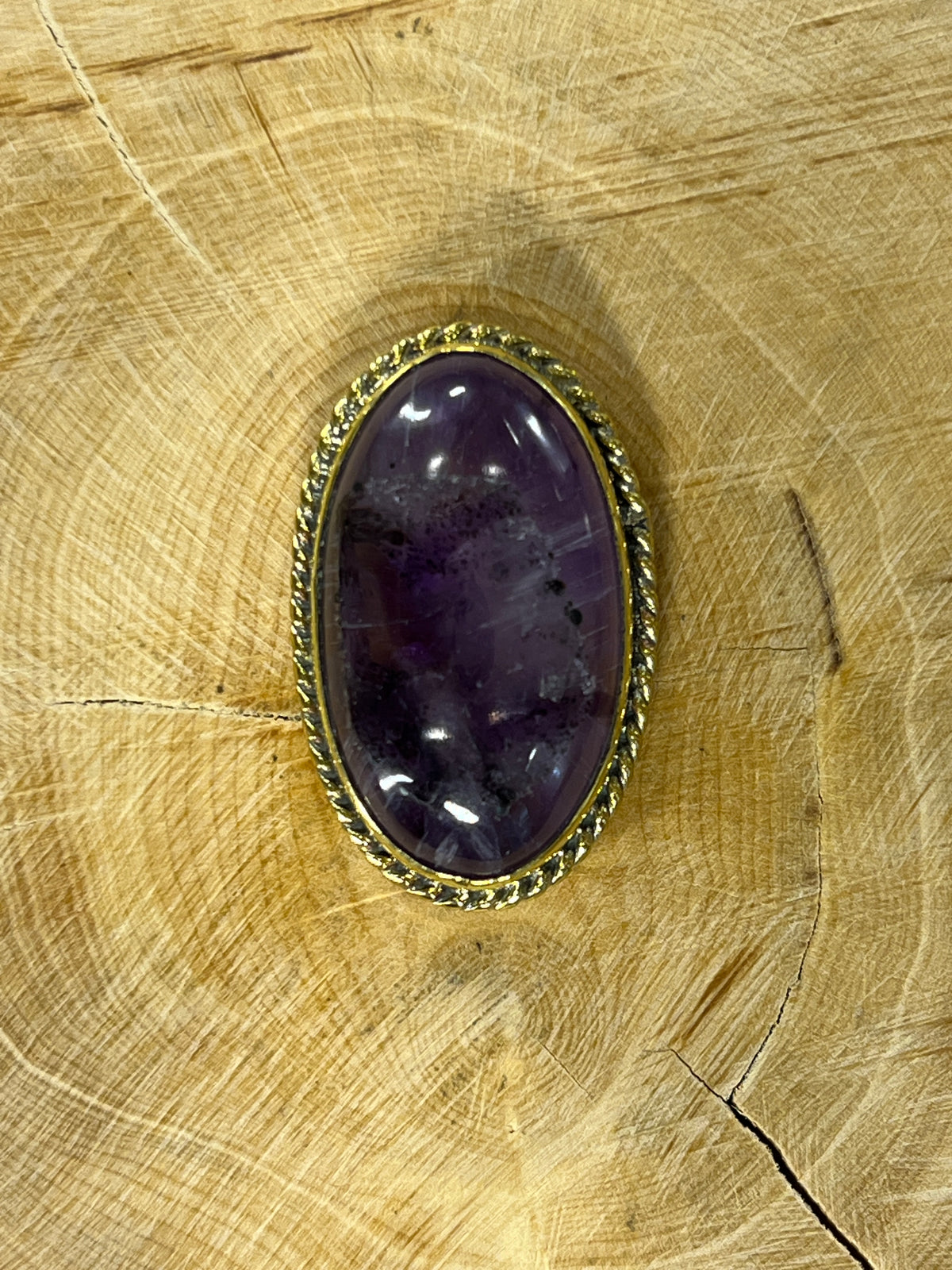 Améthyste sertie doré n°D1 (3,1cm x 1,9cm)