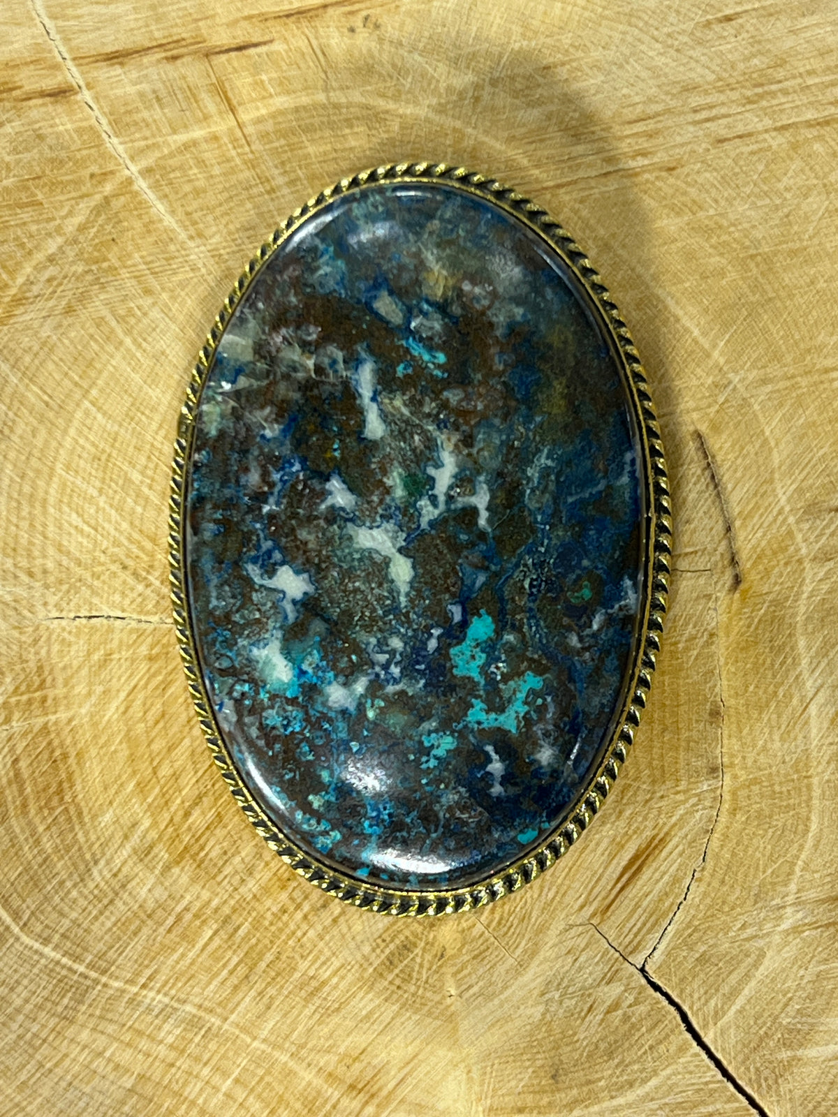 Azurite sertie doré n°D1 (4,5cm x 3cm)