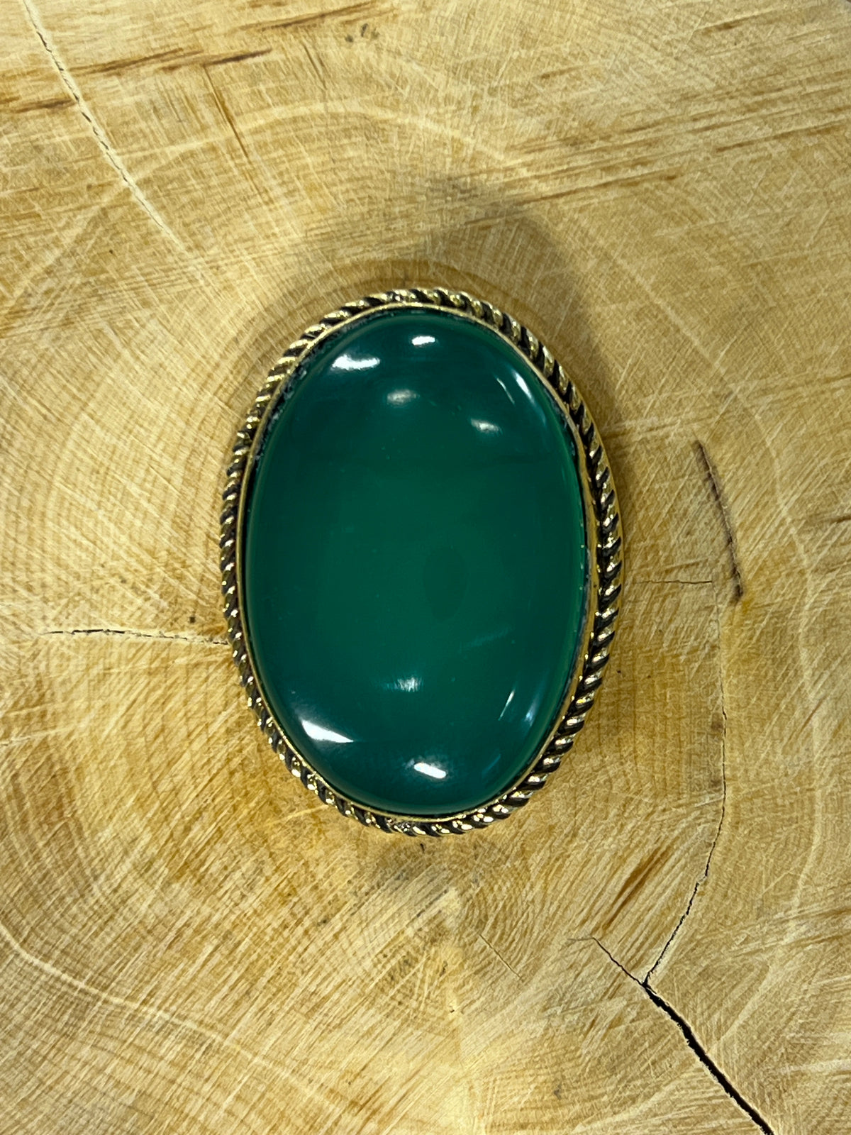 Onyx Verte sertie doré n°D4 (3,3cm x 2,5cm)