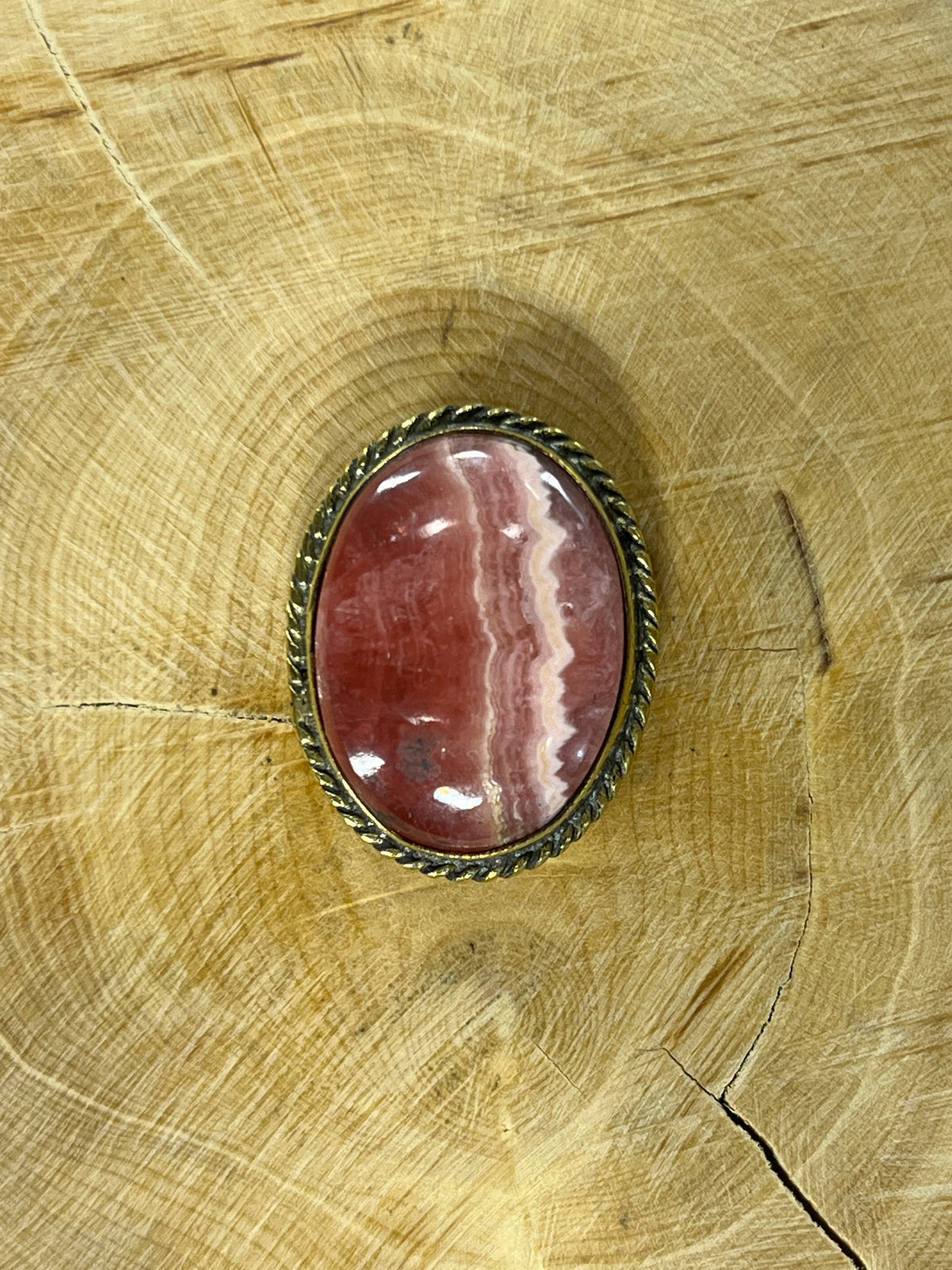 Rhodochrosite sertie doré n°D5 (2,5cm x 2cm)