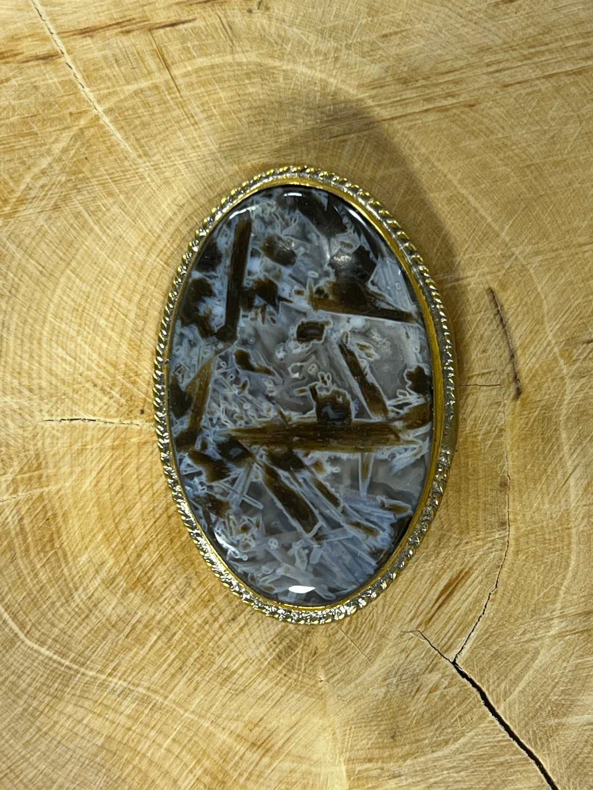 Agate sertie dorée n°D5 (4,1cm x 2,6cm)