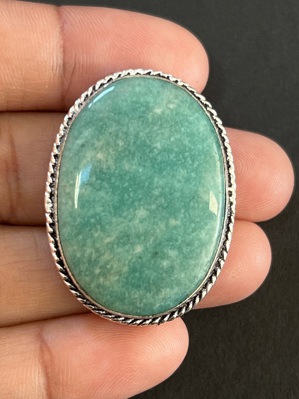 Amazonite sertie argenté n°A3 (3,6cm x 2,7cm)