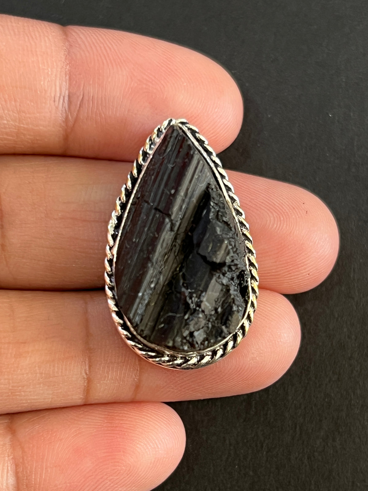 Tourmaline sertie argenté n°A4 (3cm x 1,8cm)