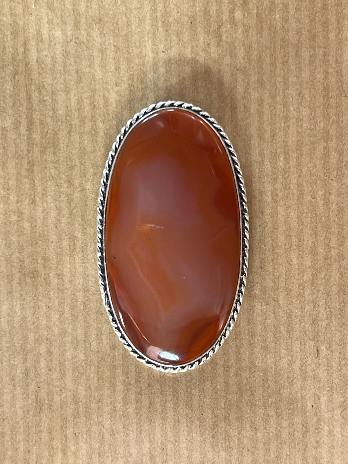 Cornaline sertie argenté n°A2 (4,3cm x 2,4cm)
