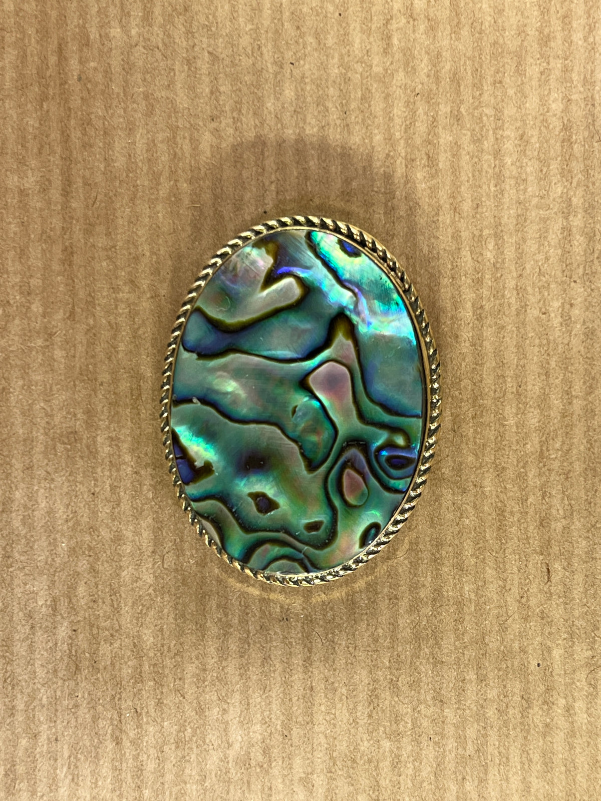 Abalone Shell sertie doré n°D3 (3,6cm x 2,7cm)