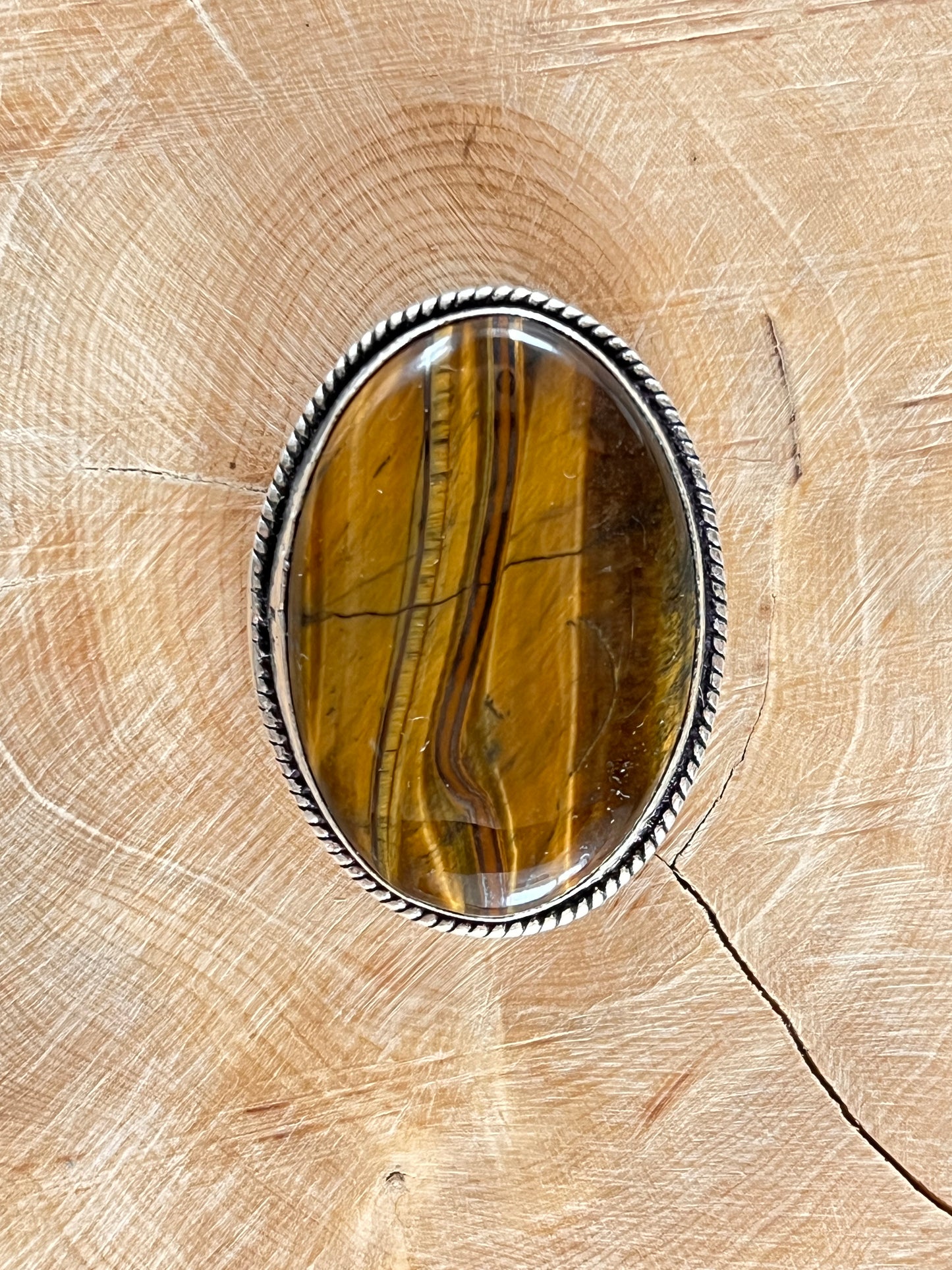 Oeil de Tigre sertie argenté n°A1 (3,7 cm x 2,8cm)