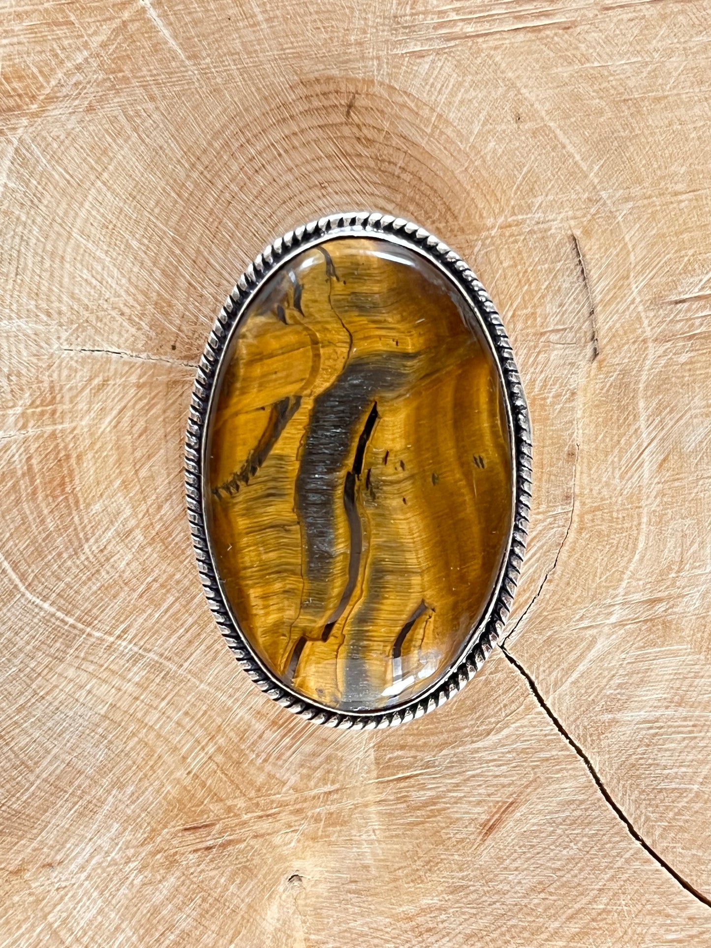 Oeil de Tigre sertie argenté n°A3 (4 cm x 2,7 cm)