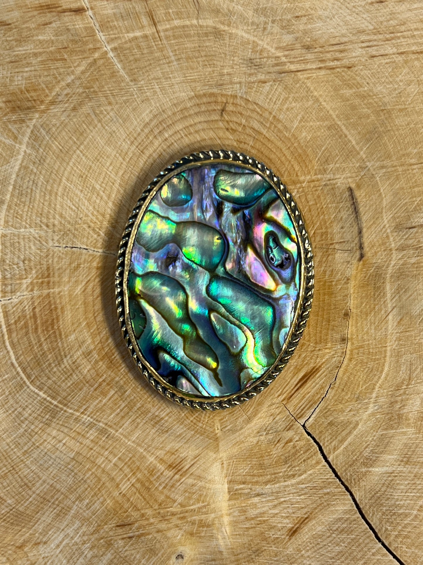 Abalone Shell sertie doré n°D2 (3,6cm x 2,7cm)